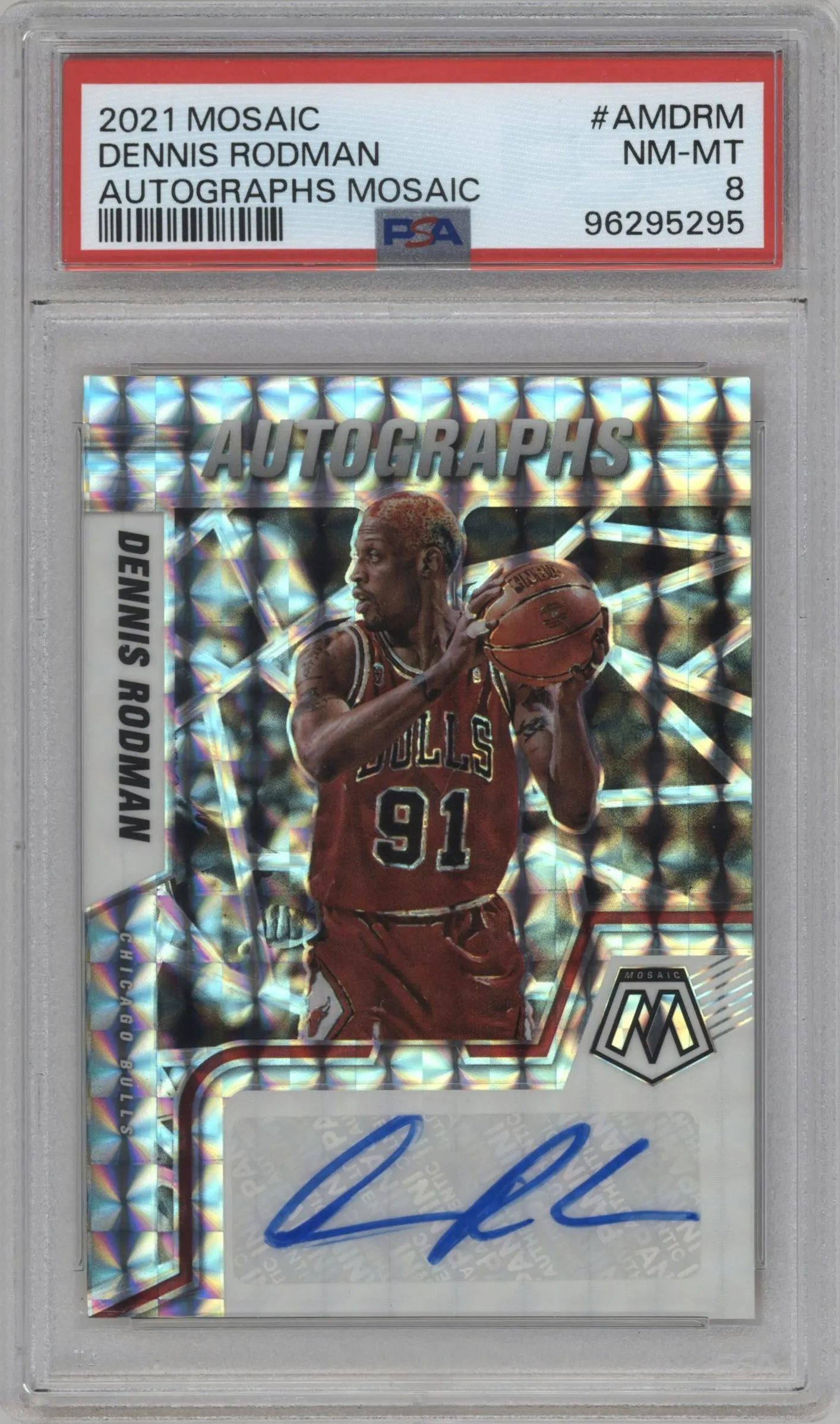 2021 Panini Mosaic Auto Dennis Rodman #AM-DRM PSA 8