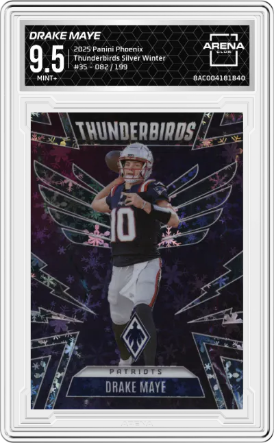 2025 Panini Phoenix Thunderbirds Drake Maye Silver Winter #35 ARENA CLUB 9.5