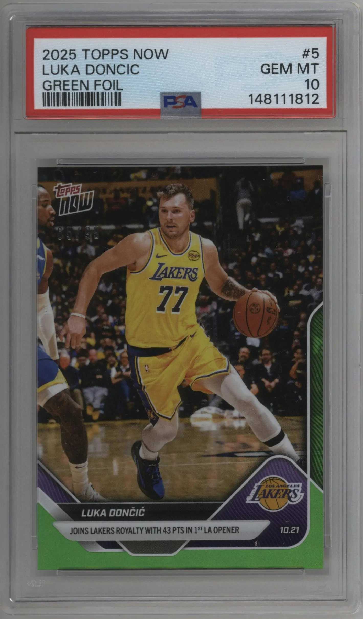 2025 Topps Now Luka Doncic Green Foil #5 PSA 10