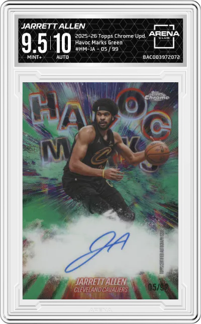 2025 Topps Chrome Update Havoc Marks Jarrett Allen Green #HM-JA ARENA CLUB 9.5