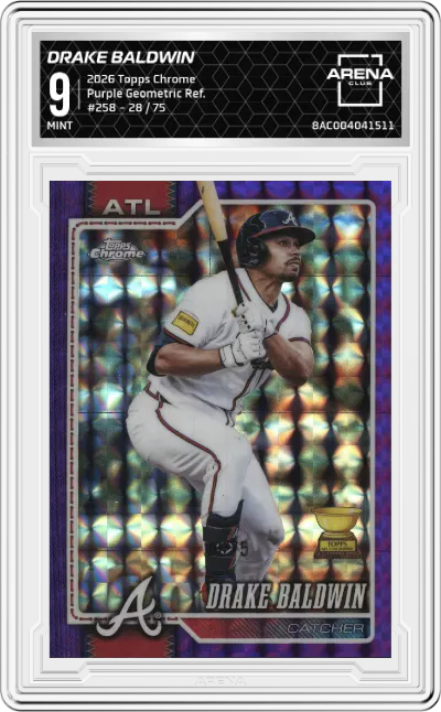 2026 Topps Chrome Drake Baldwin Purple Geometric Refractors #258 ARENA CLUB 9