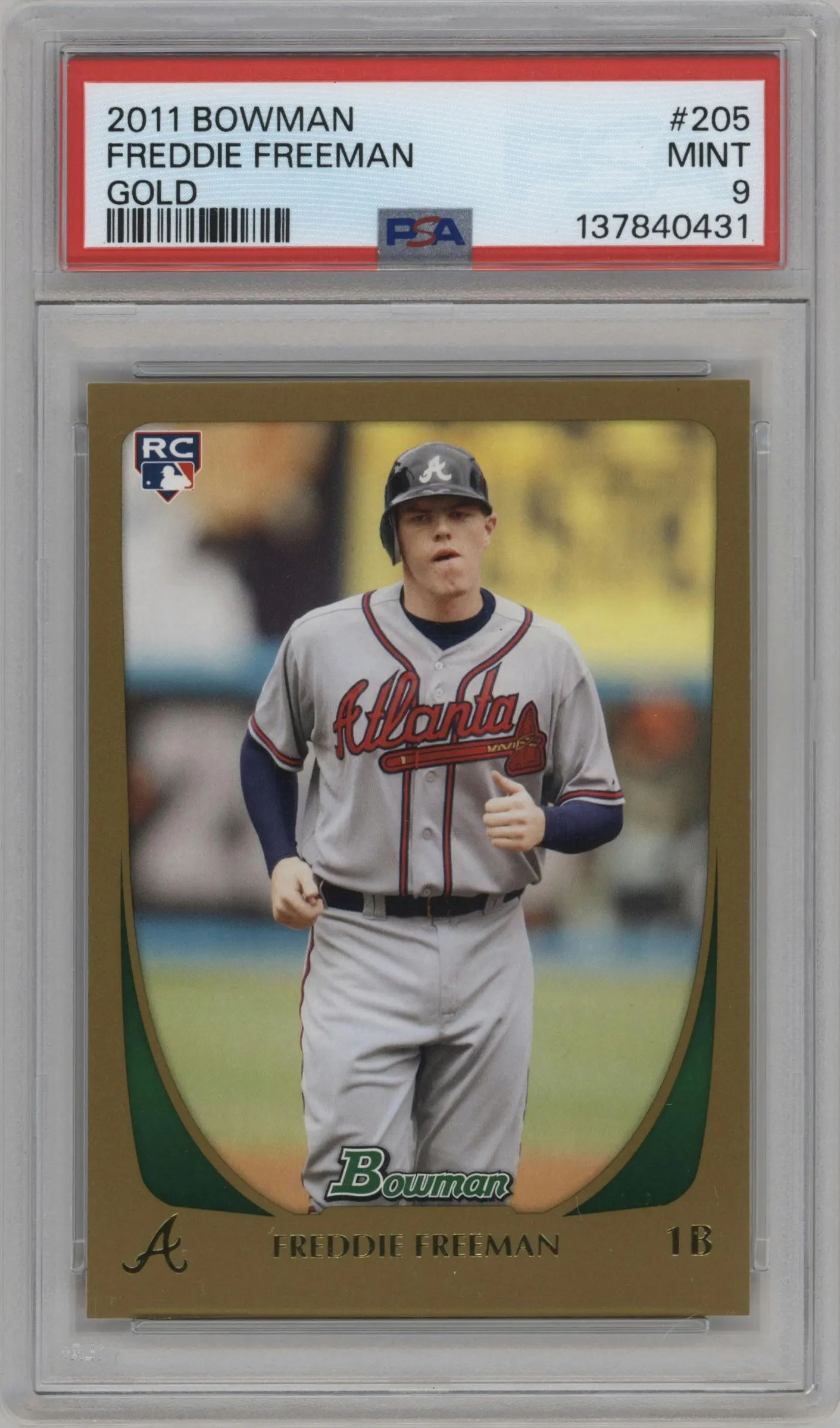 2011 Bowman Freddie Freeman Gold #205 PSA 9