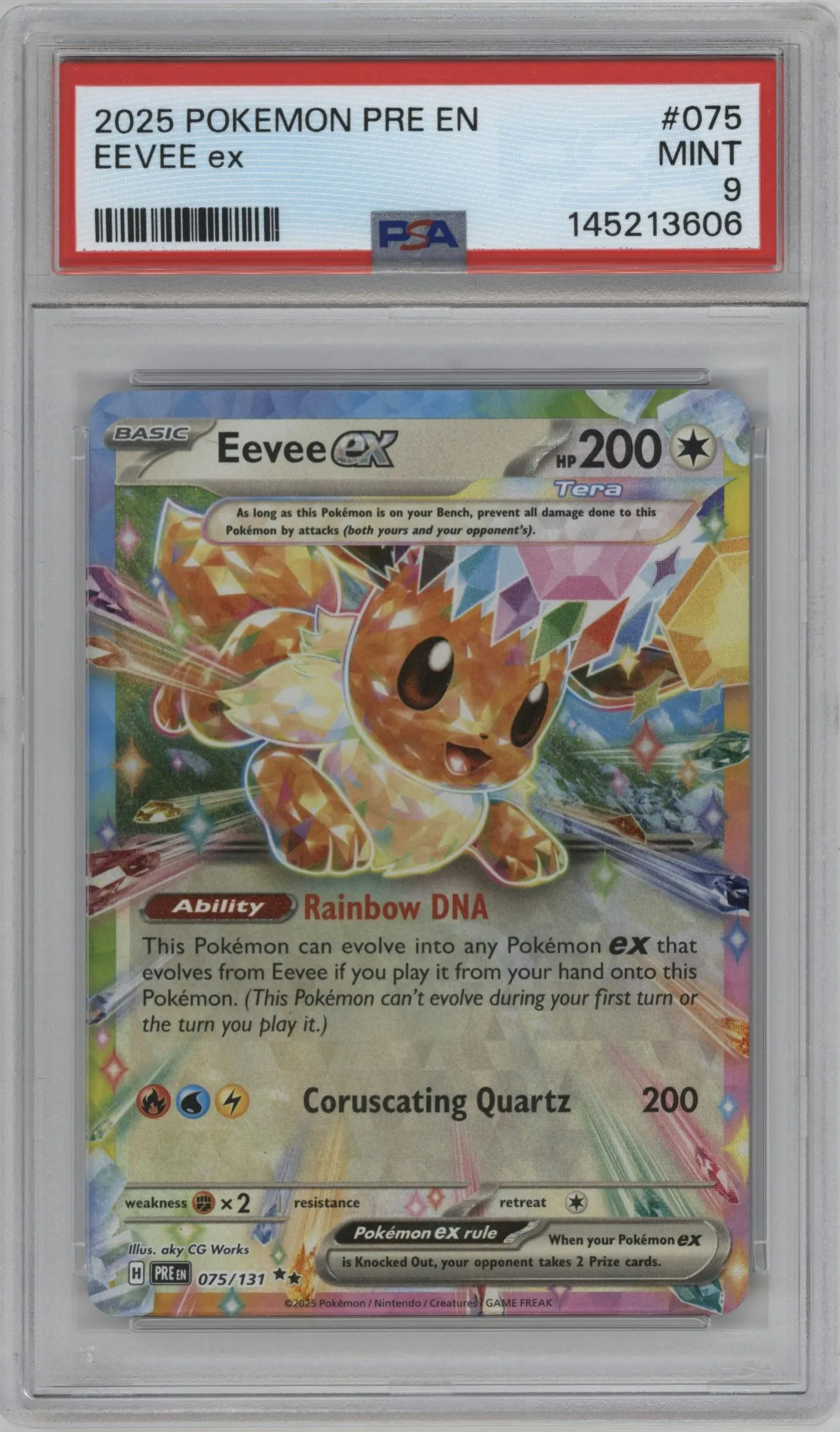 2025 Pokemon SV Prismatic Evolutions Eevee EX #075 PSA 9