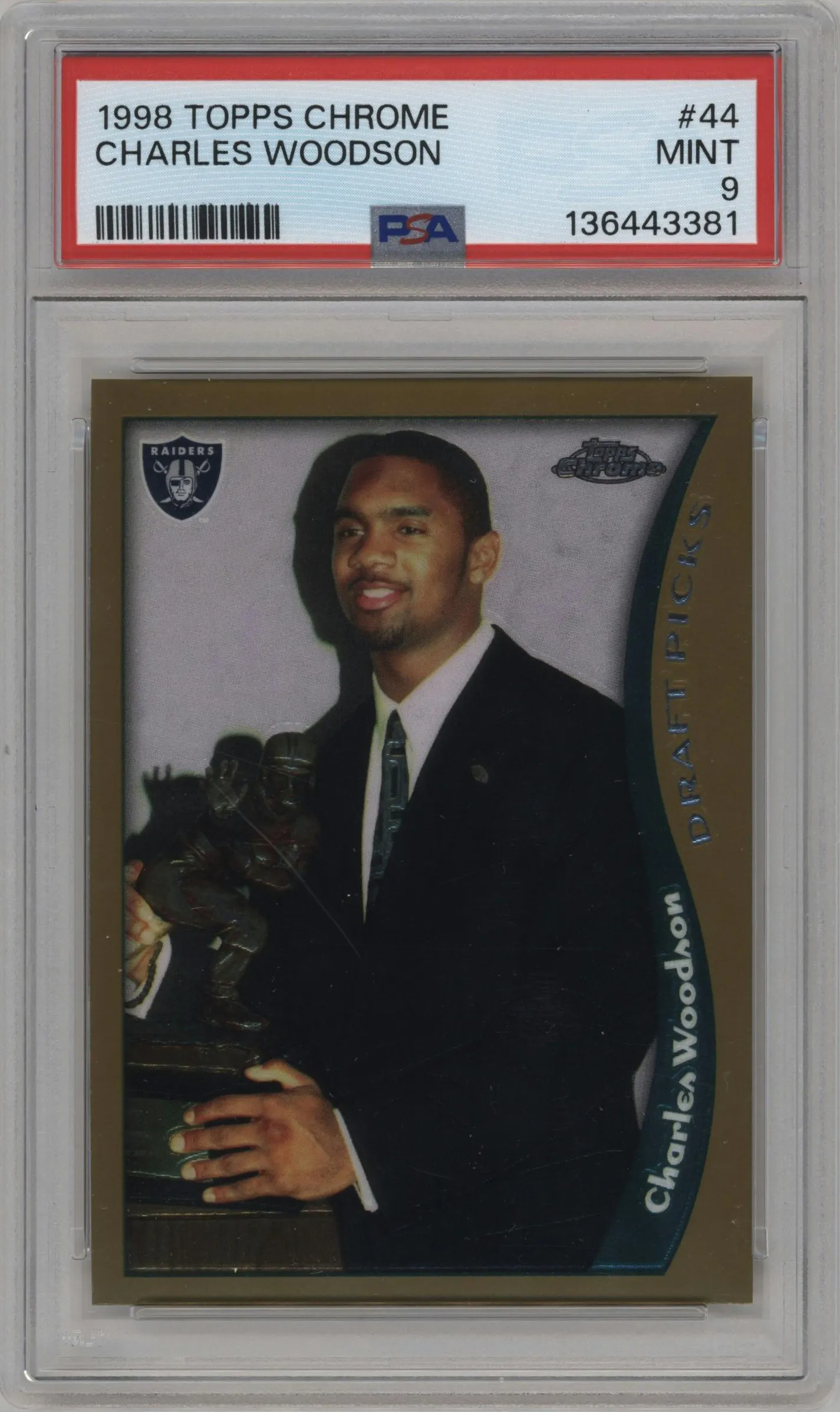 1998 Topps Chrome Charles Woodson #44 PSA 9