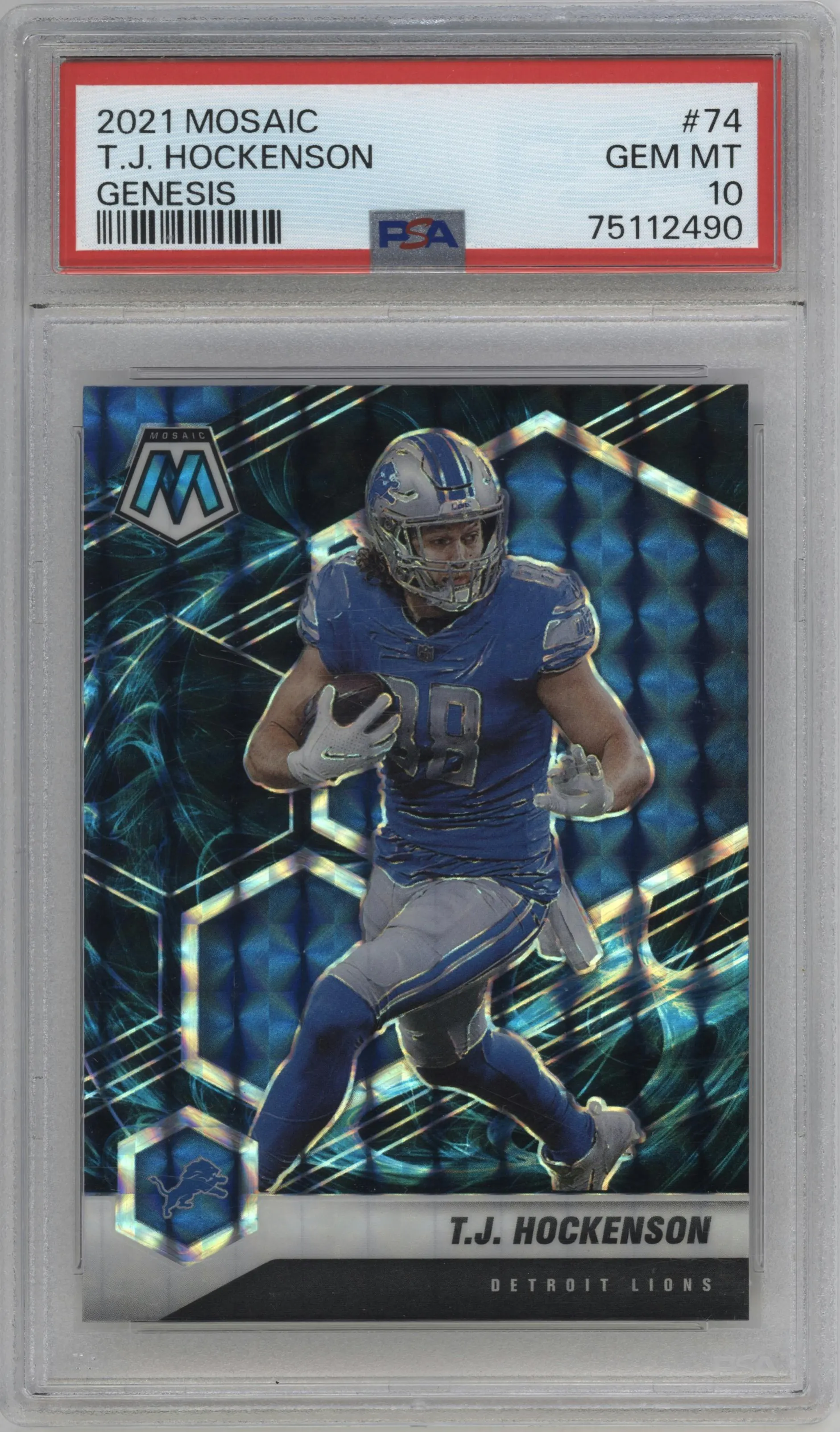 2021 Panini Mosaic T.J. Hockenson Genesis #74 PSA 10