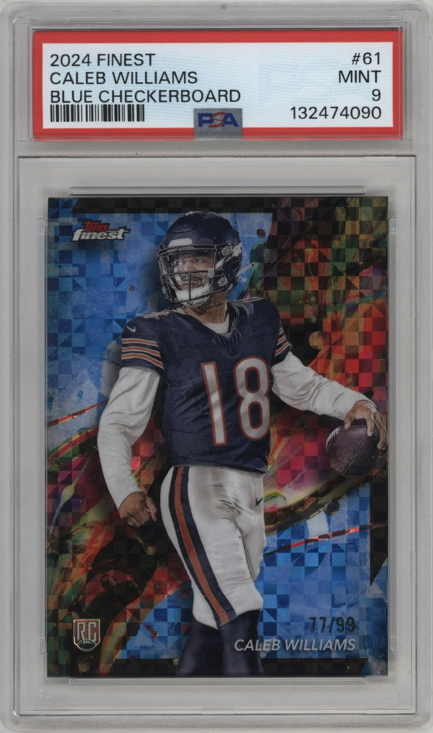 2024 Finest Caleb Williams Blue Checkerboard Refractor #61 PSA 9