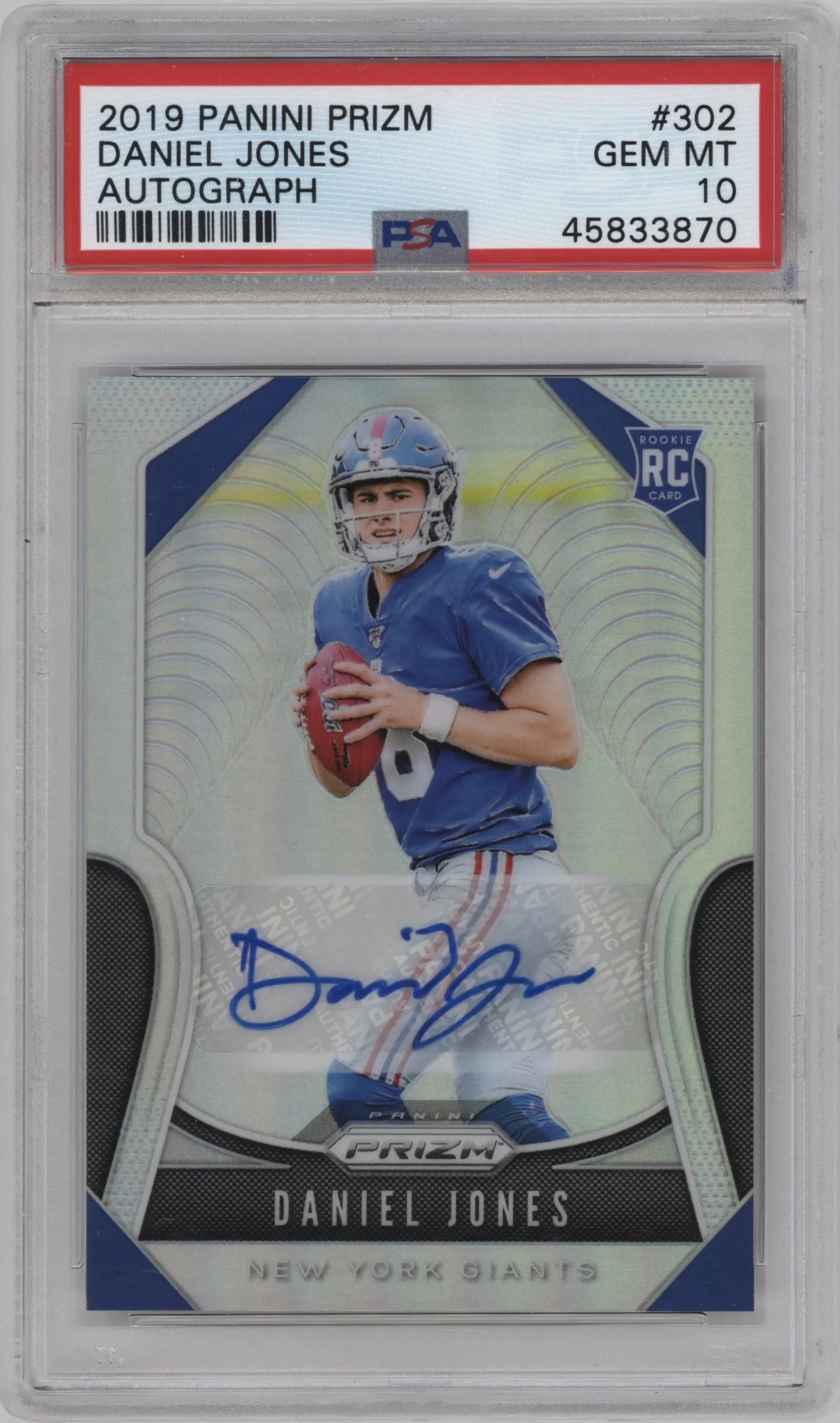 2019 Panini Prizm Rookie Auto Daniel Jones #302 PSA 10