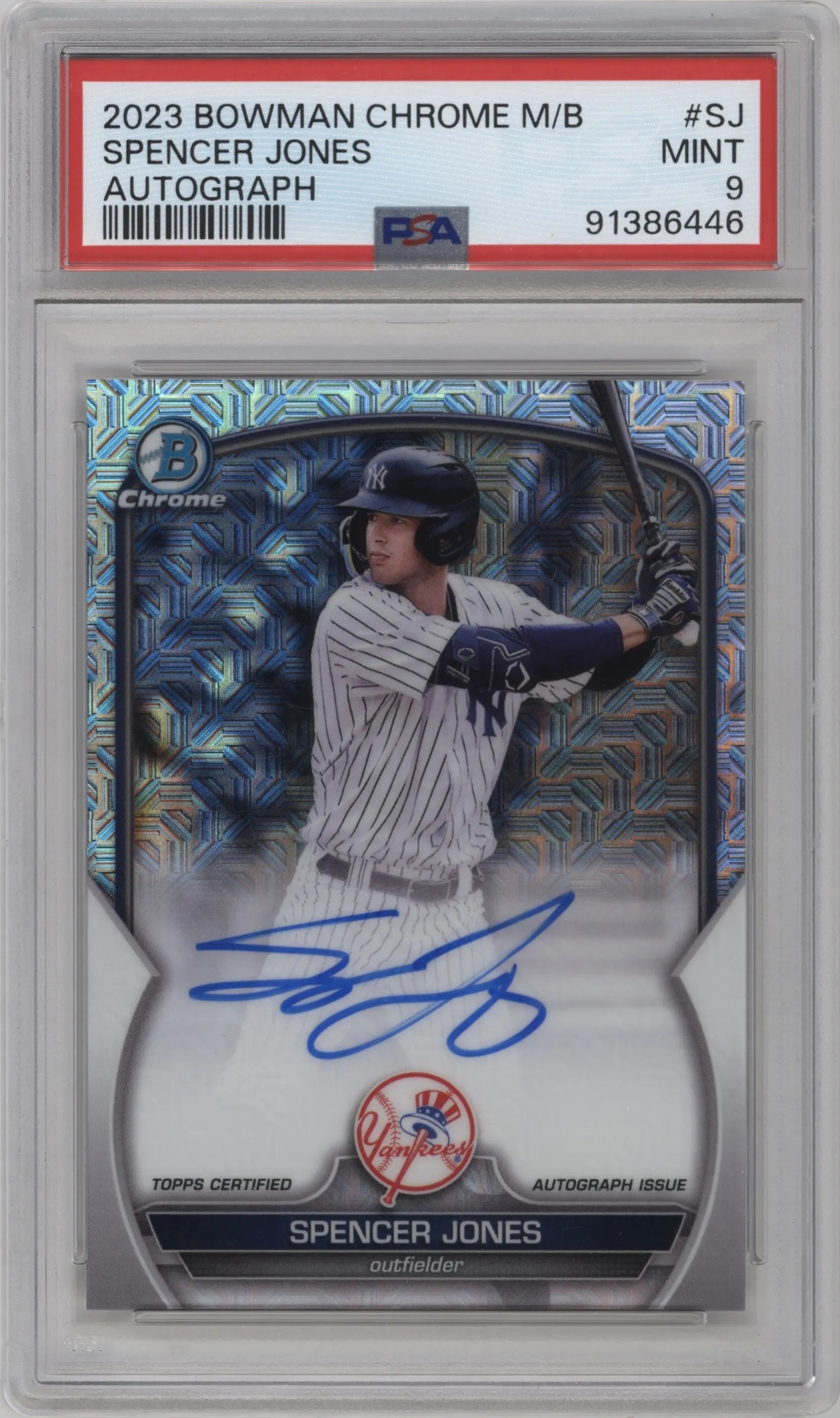 2023 Bowman Chrome Mega Box Auto Spencer Jones #BCMA-SJ PSA 9