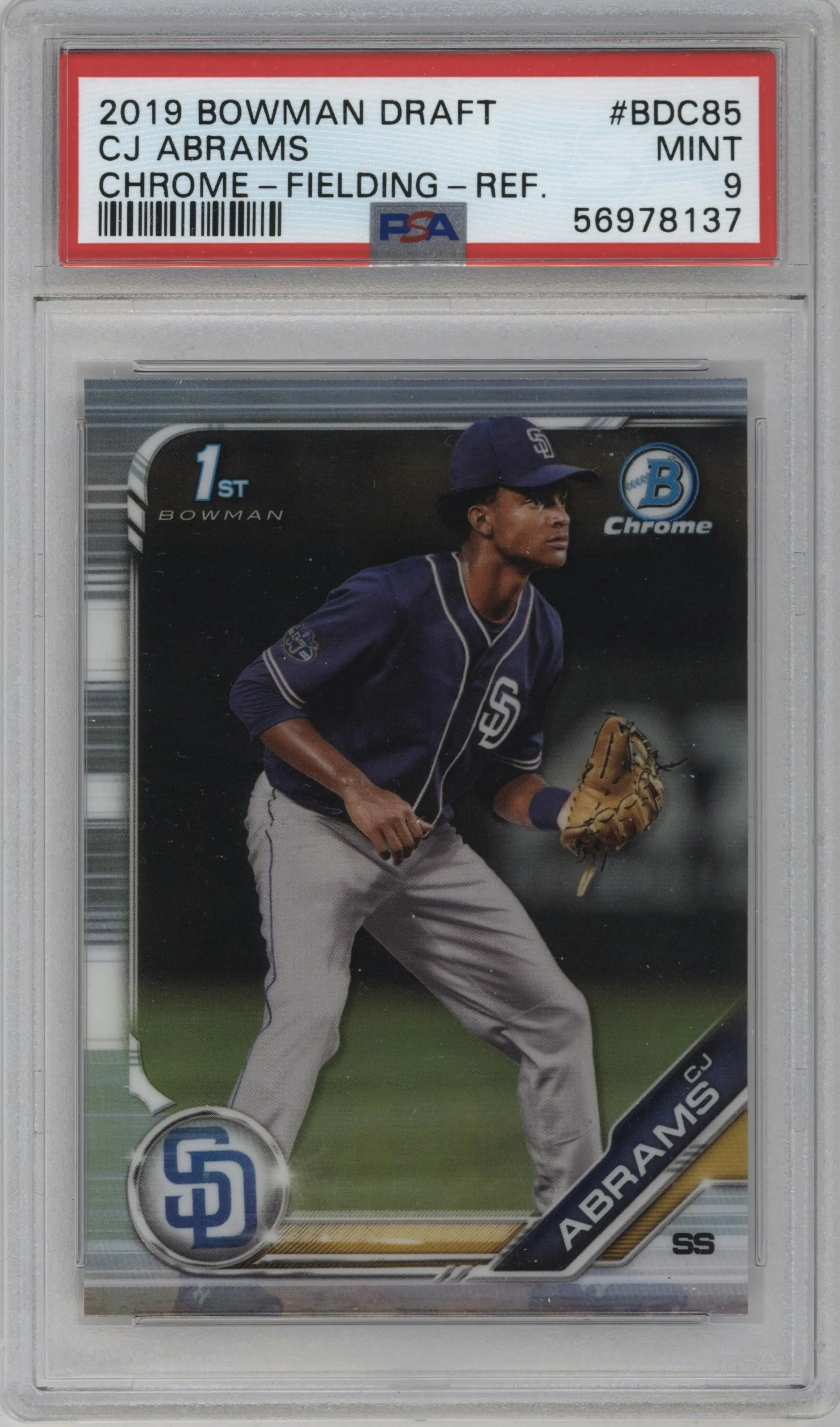 2019 Bowman Draft Chrome CJ Abrams Refractor PSA 9