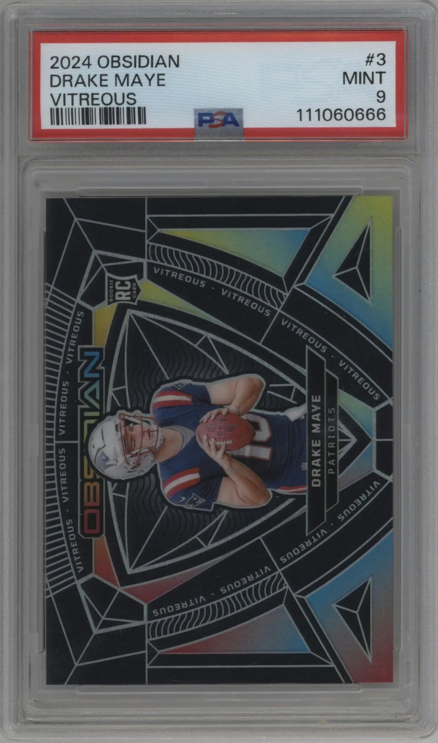 2024 Panini Obsidian Vitreous Drake Maye #3 PSA 9