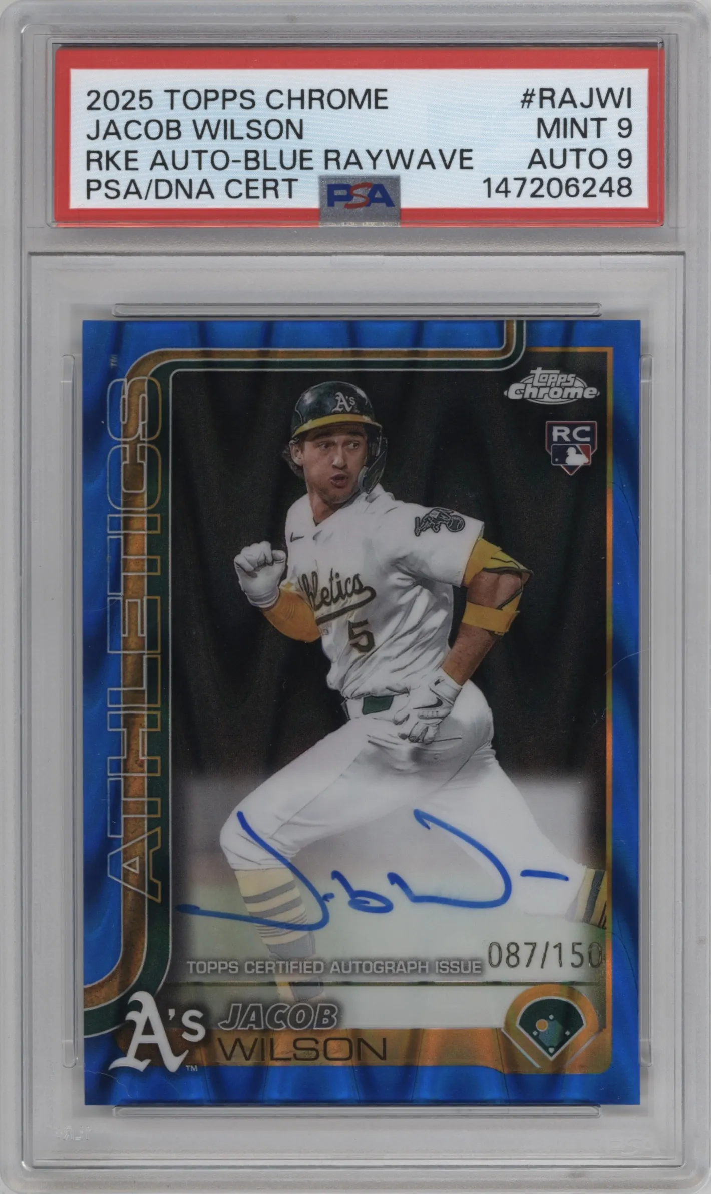 2025 Topps Chrome Rke.Auto Jacob Wilson Blue Raywave Refractor #RA-JWI PSA 9