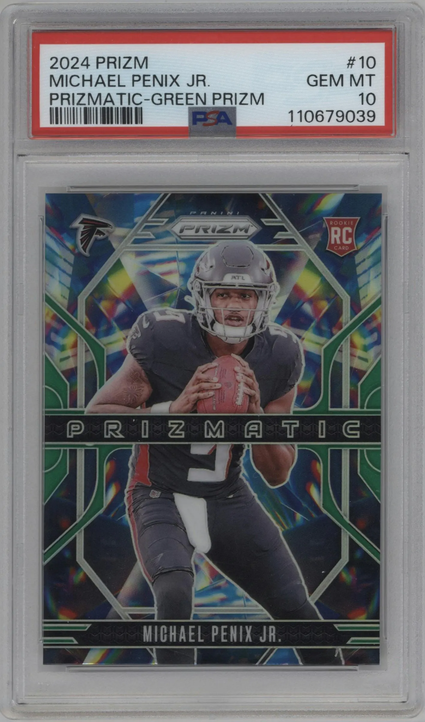 2024 Panini Prizm Prizmatic Michael Penix Jr. Green Prizm #10 PSA 10