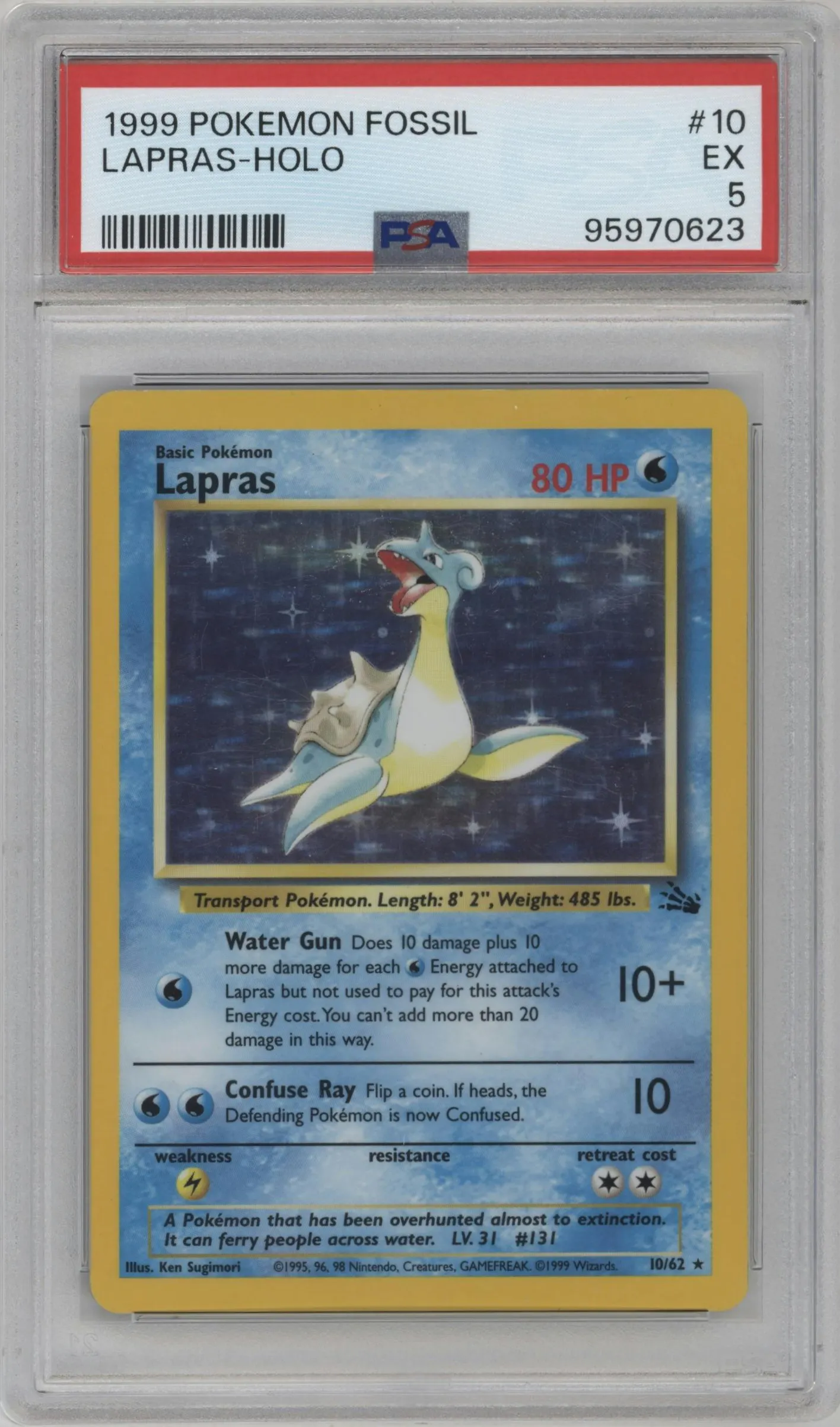 1999 Pokemon Fossil Lapras #10 PSA 5