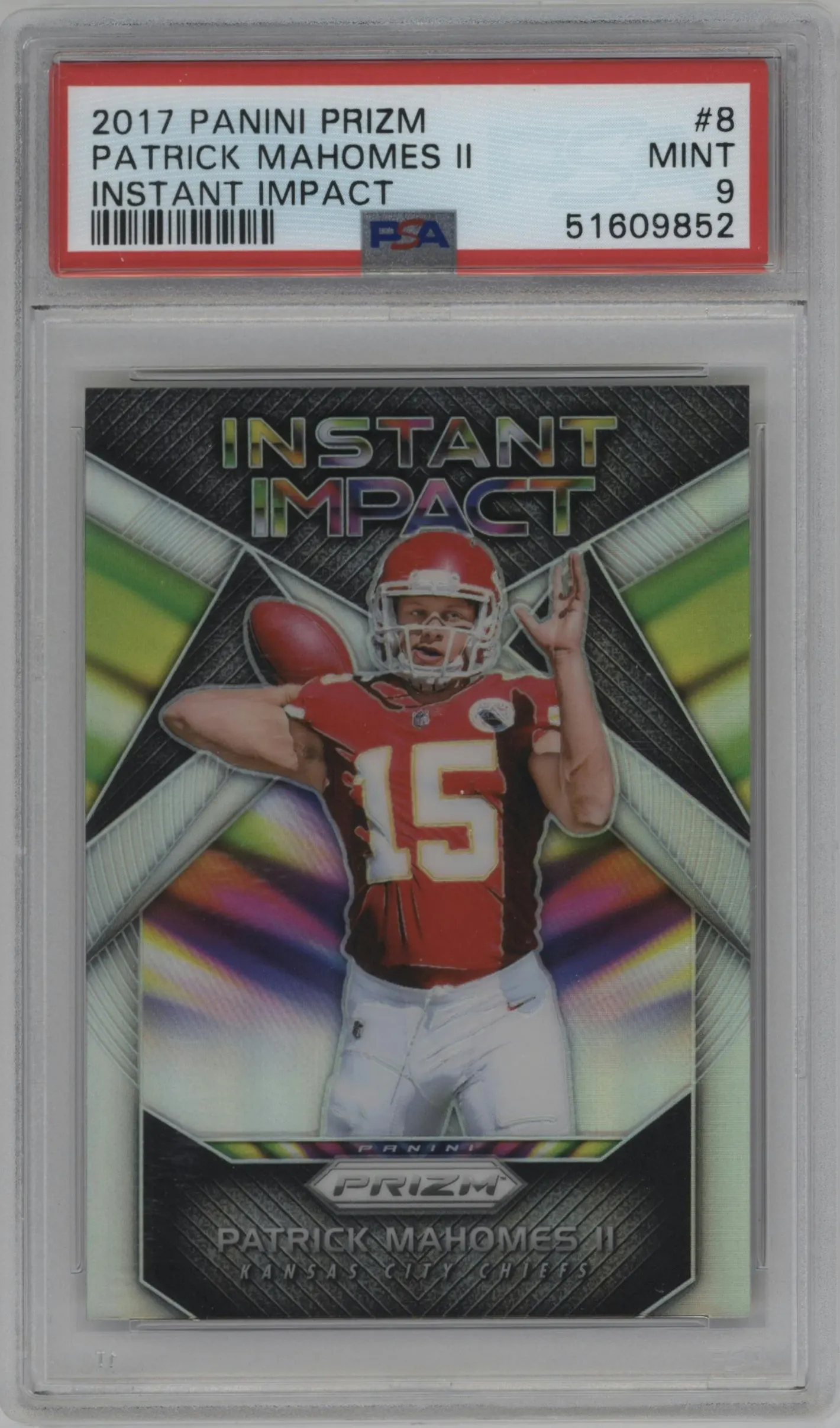 2017 Panini Prizm Instant Impact Patrick Mahomes II #8 PSA 9