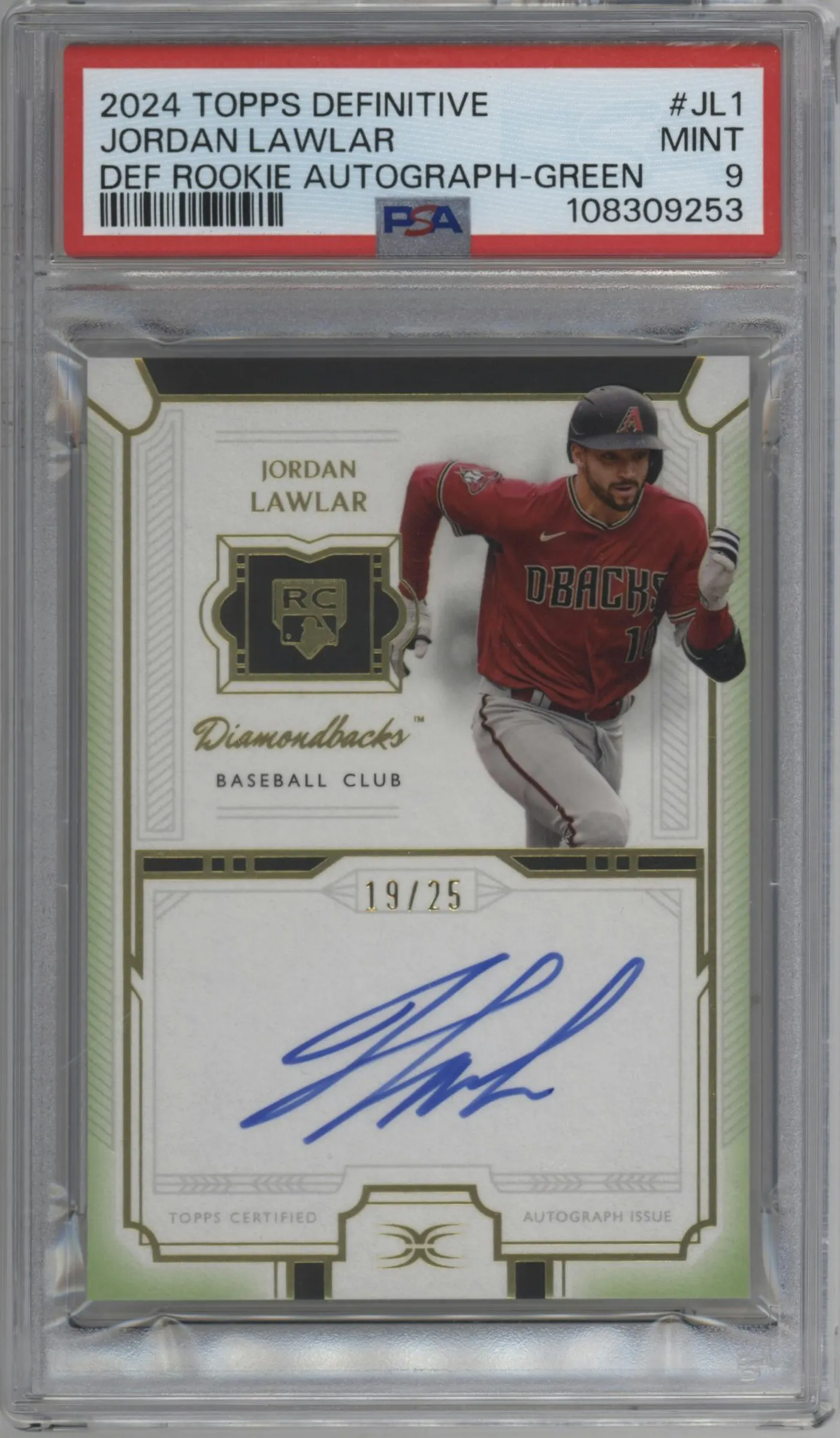 2024 Topps Definitive Collection Rookie Auto Jordan Lawlar Green #DRA-JL1 PSA 9