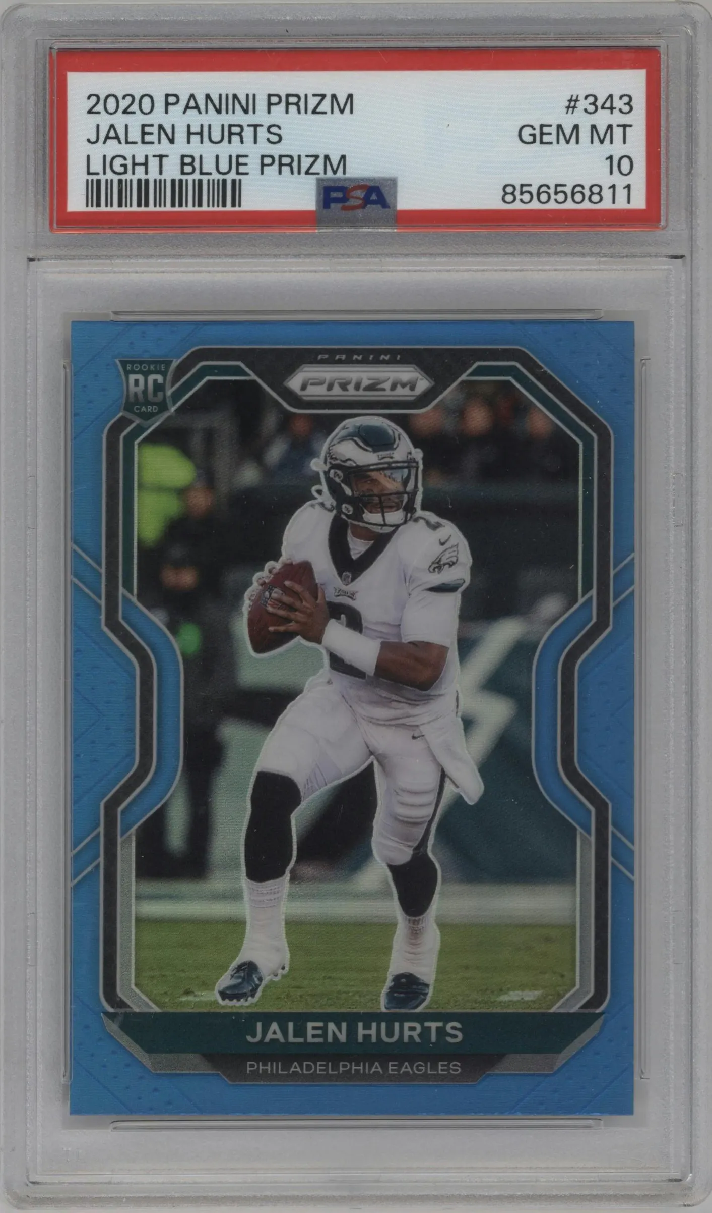 2020 Panini Prizm Jalen Hurts Light Blue Prizm PSA 10