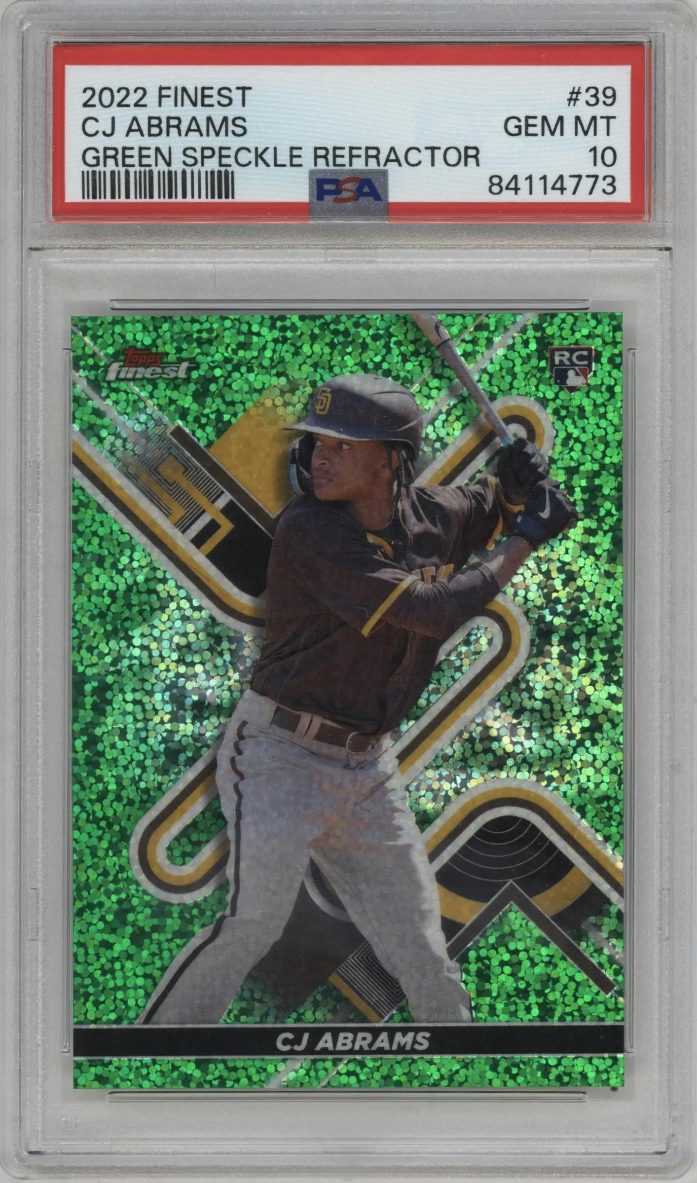 2022 Topps Finest CJ Abrams Green Speckle Refractor #39 PSA 10