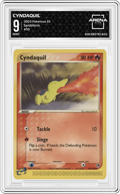 2003 Pokemon EX Sandstorm Cyndaquil #59 ARENA CLUB 9