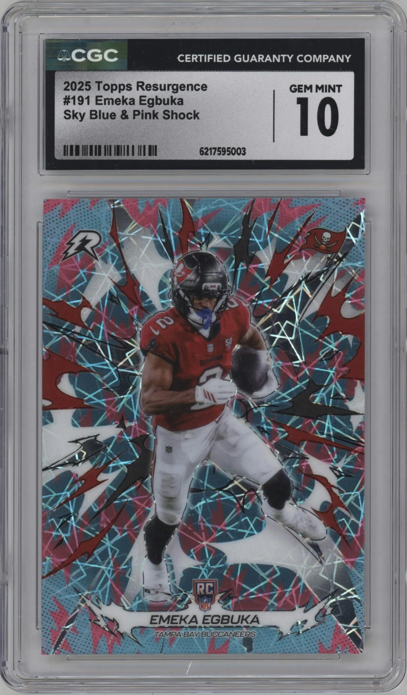 2025 Topps Resurgence Emeka Egbuka Sky Blue/Pink Shock Refractor #191 CGC 10
