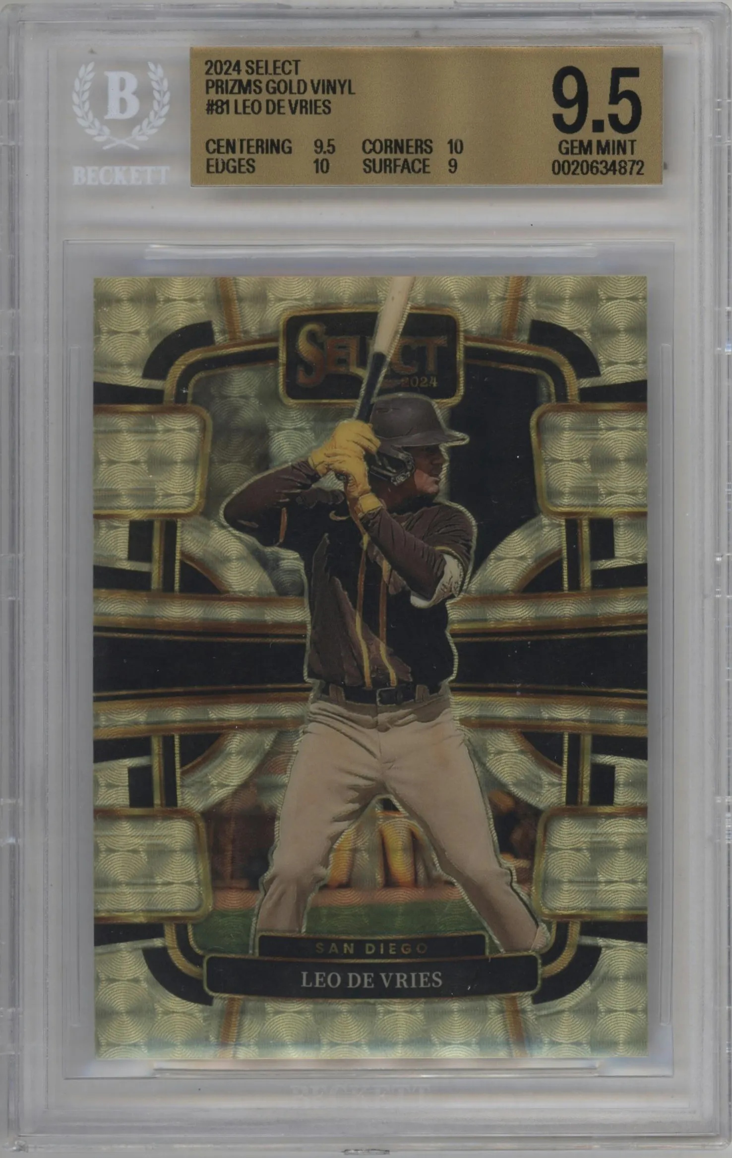 2024 Panini Select Leo De Vries Gold Vinyl #81 BGS 9.5