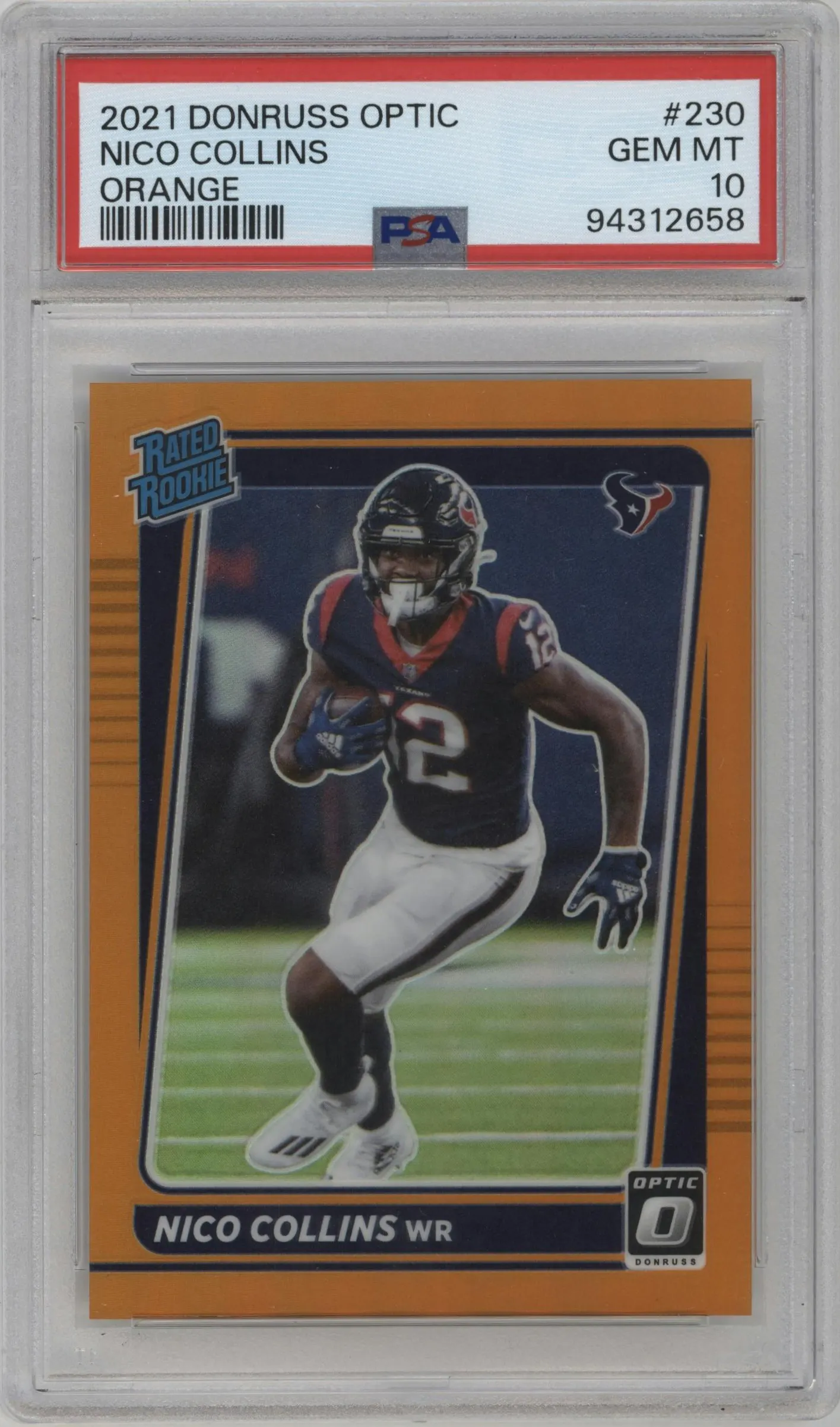 2021 Panini Donruss Optic Rated Rookie Nico Collins Orange PSA 10