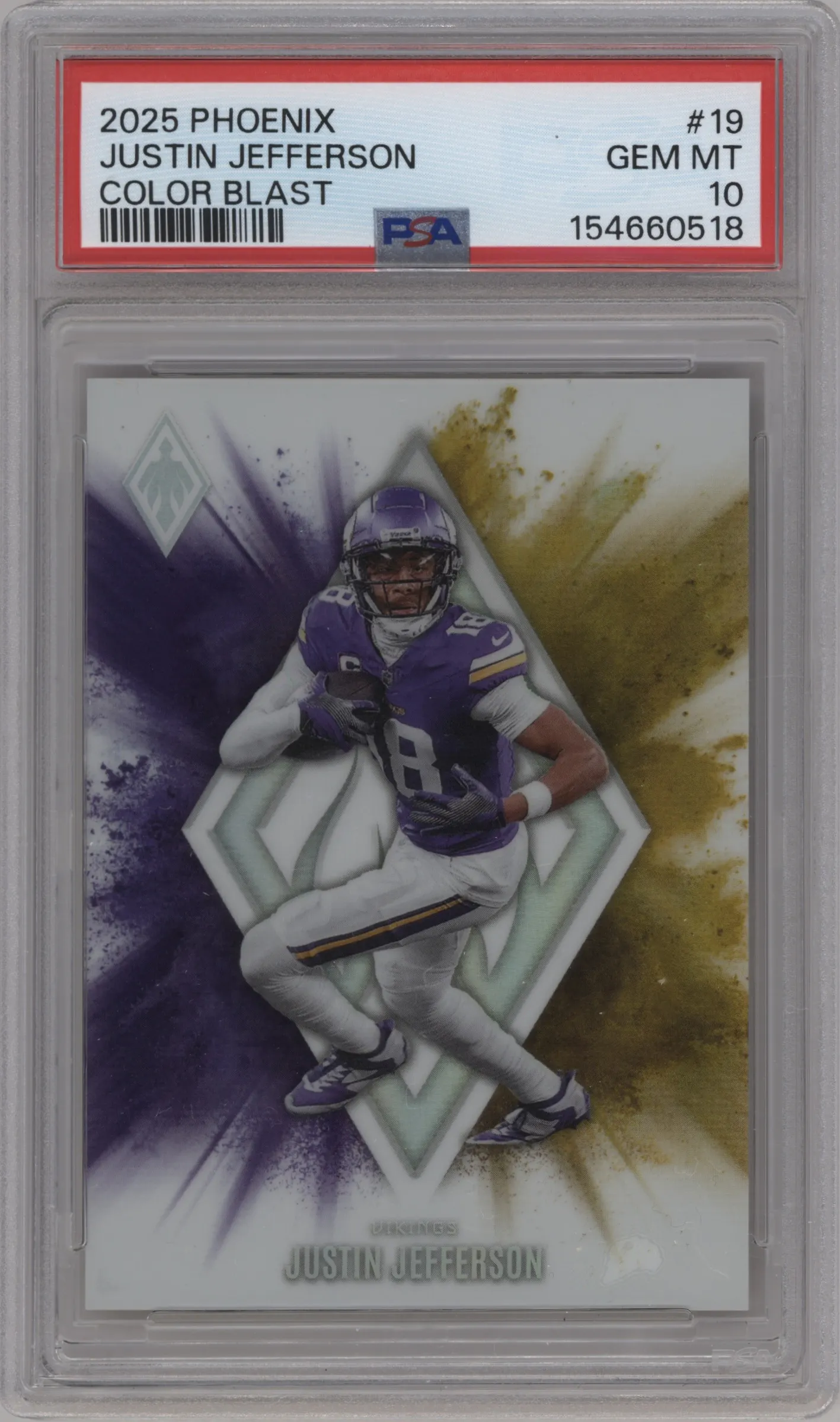 2025 Panini Phoenix Color Blast Justin Jefferson #19 PSA 10