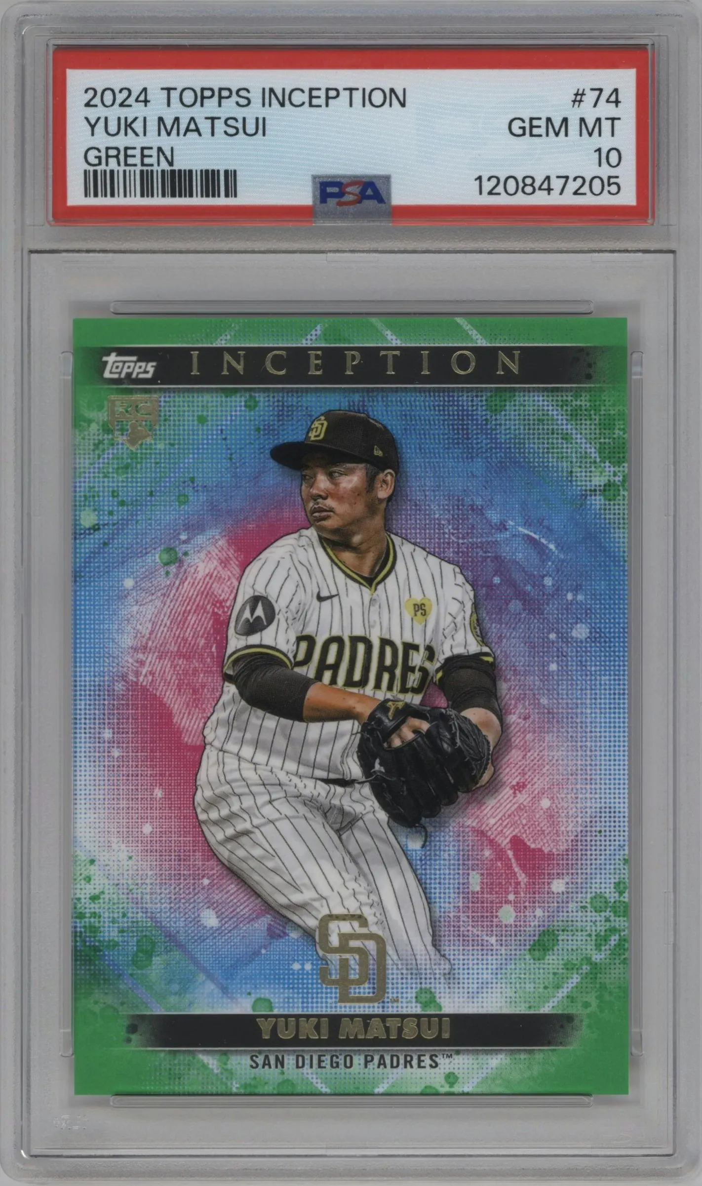 2024 Topps Inception Yuki Matsui Green #74 PSA 10