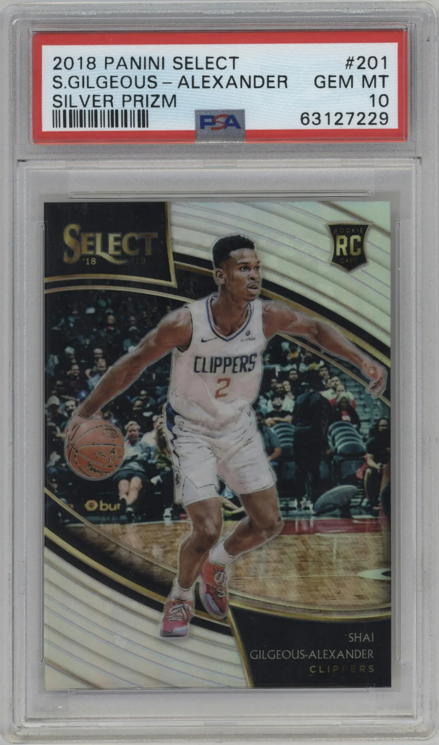 2018 Panini Select Courtside Shai Gilgeous-Alexander Silver Prizm #201 PSA 10