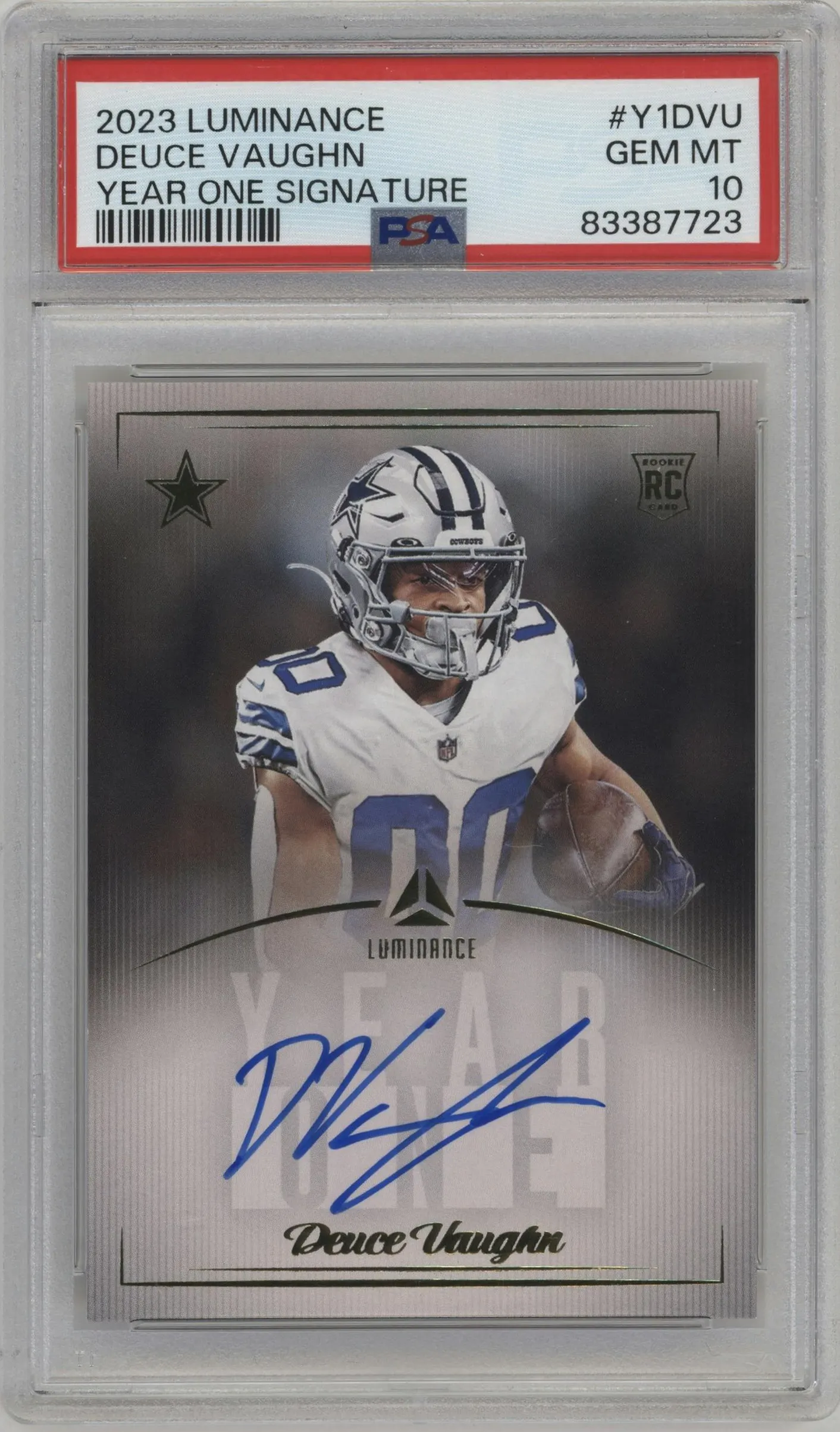 2023 Panini Luminance Year One Sig. Deuce Vaughn #Y1-DVU PSA 10