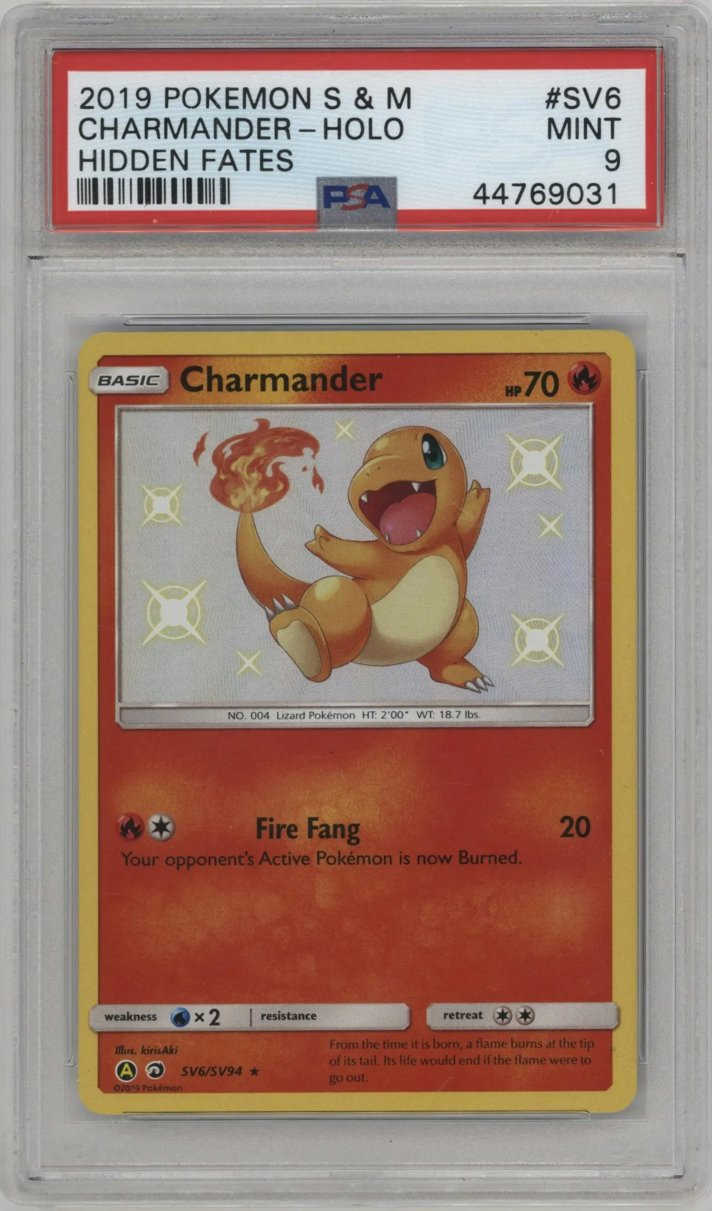 2019 Pokemon S&M Hidden Fates Charmander #SV6 PSA 9
