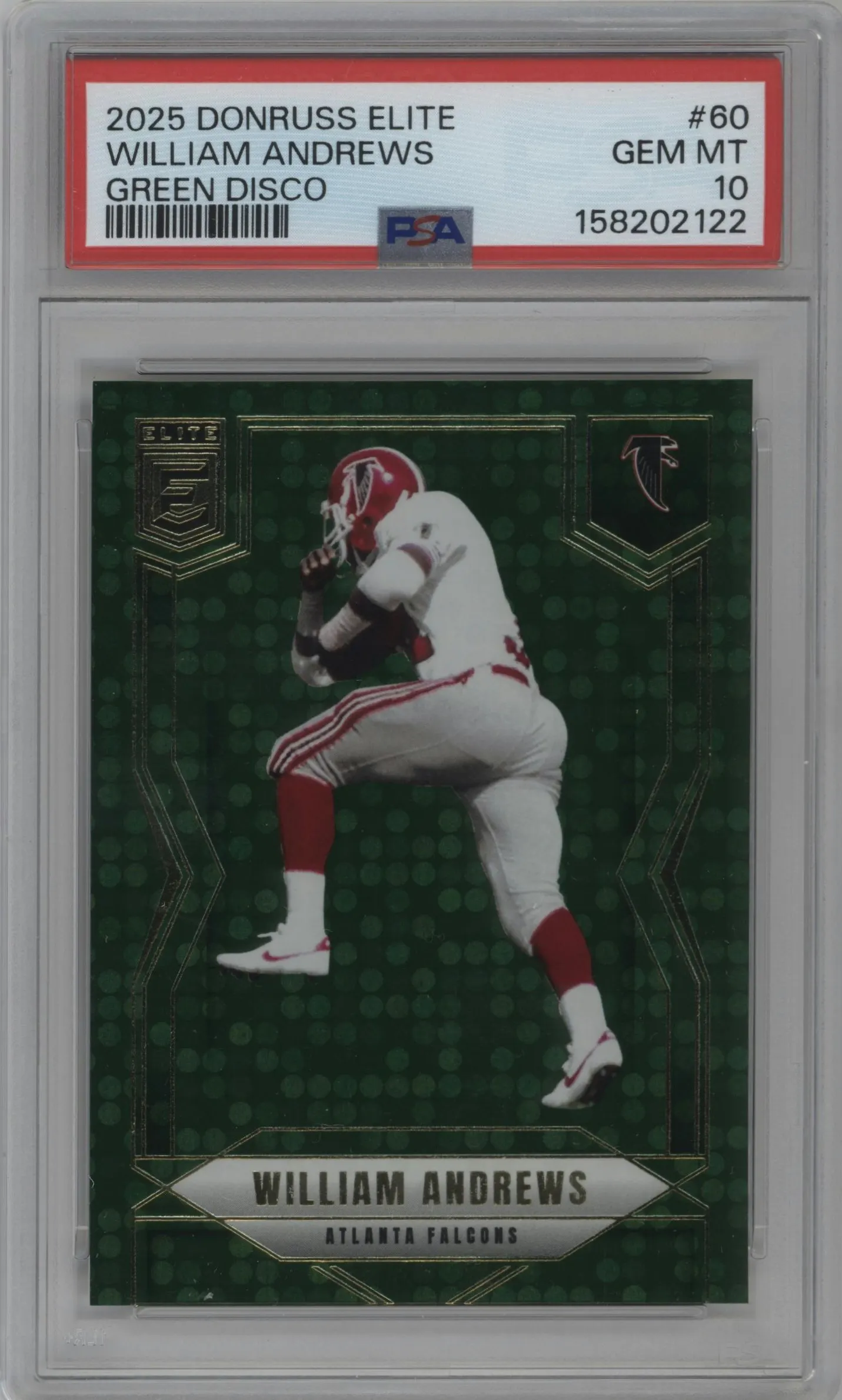 2025 Panini Donruss Elite William Andrews Disco Green #60 PSA 10