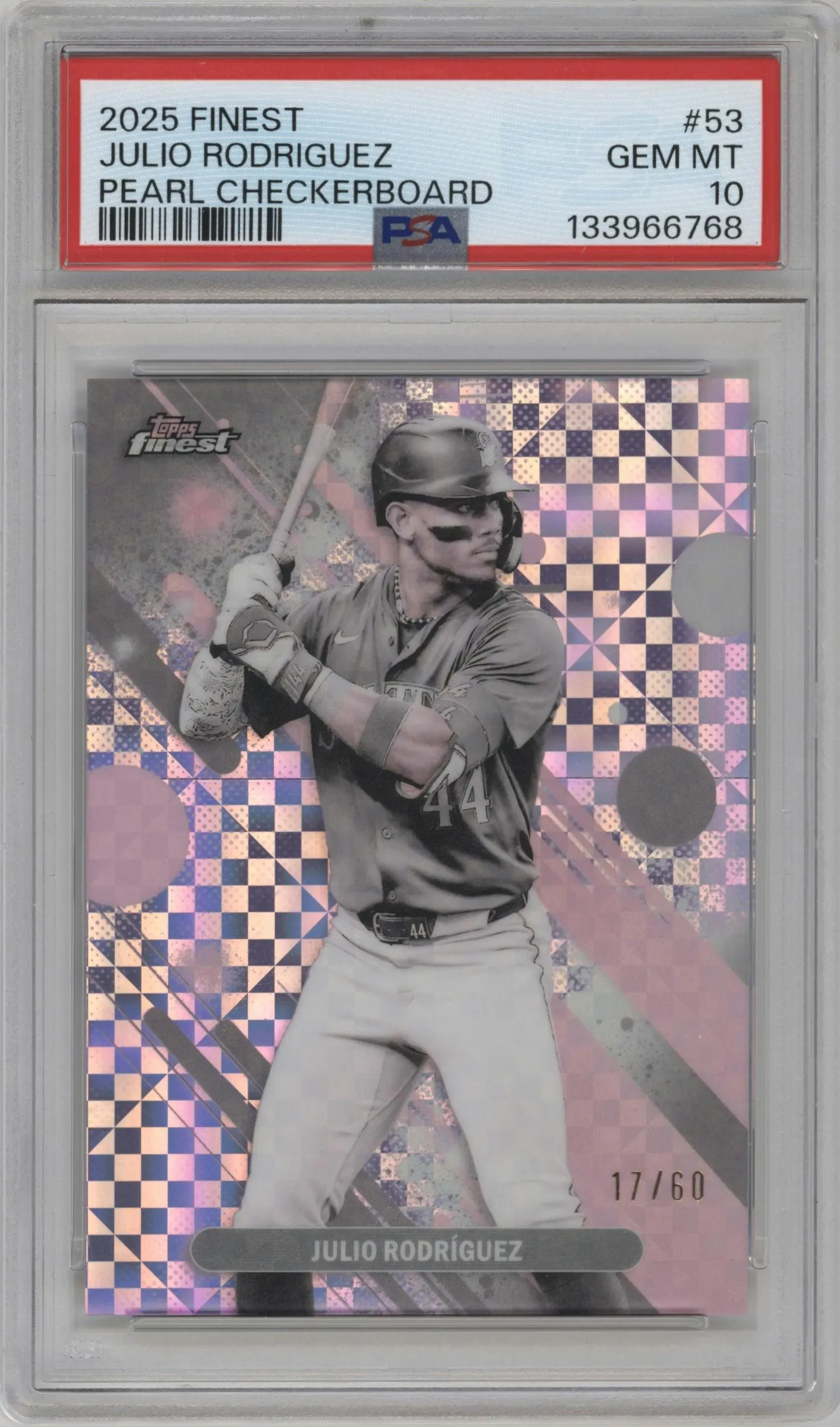 2025 Topps Finest Julio Rodriguez Pearl Checkerboard Refractor PSA 10