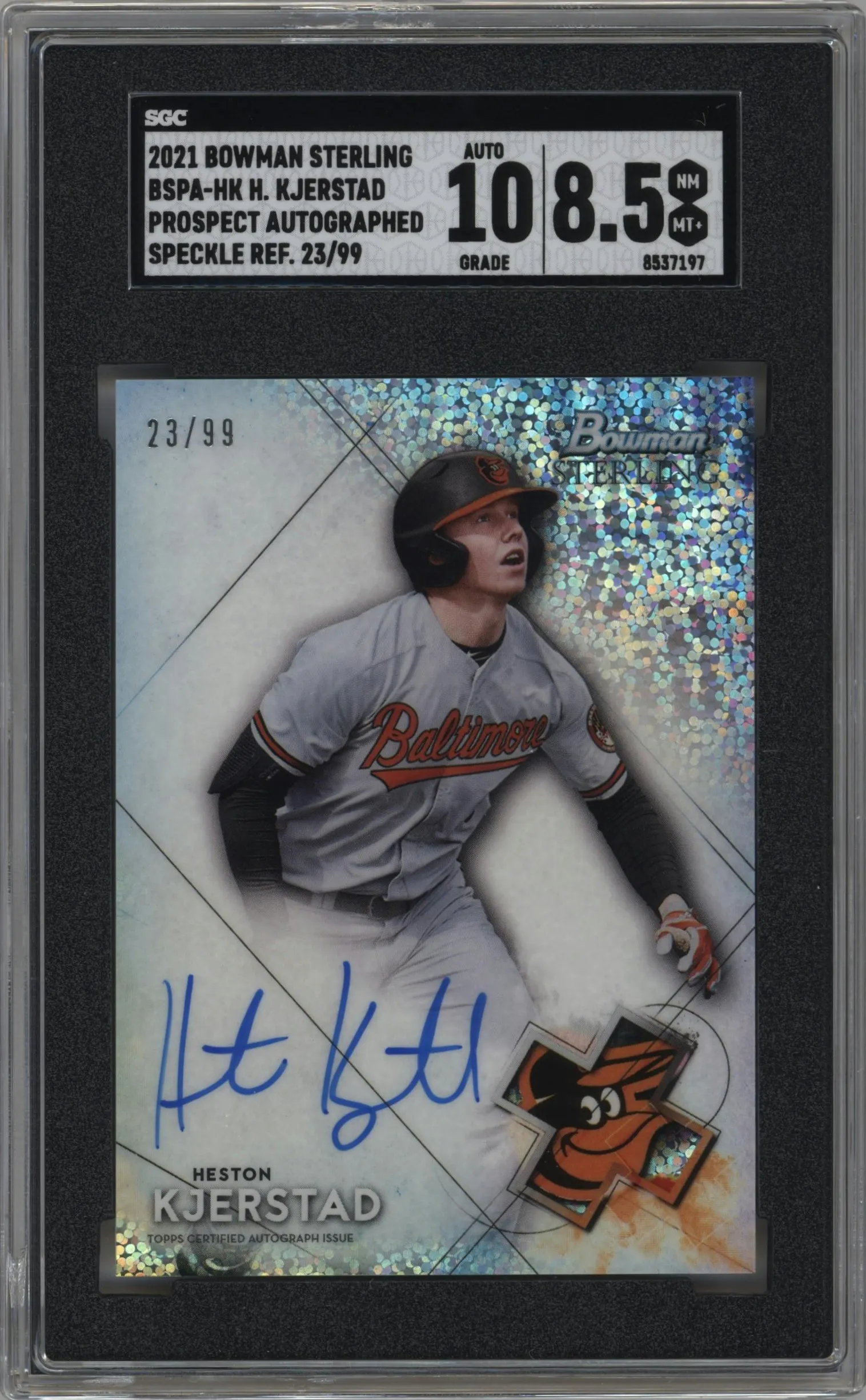 2021 Bowman Sterling Pros.Auto Heston Kjerstad Speckle Refractor SGC 8.5