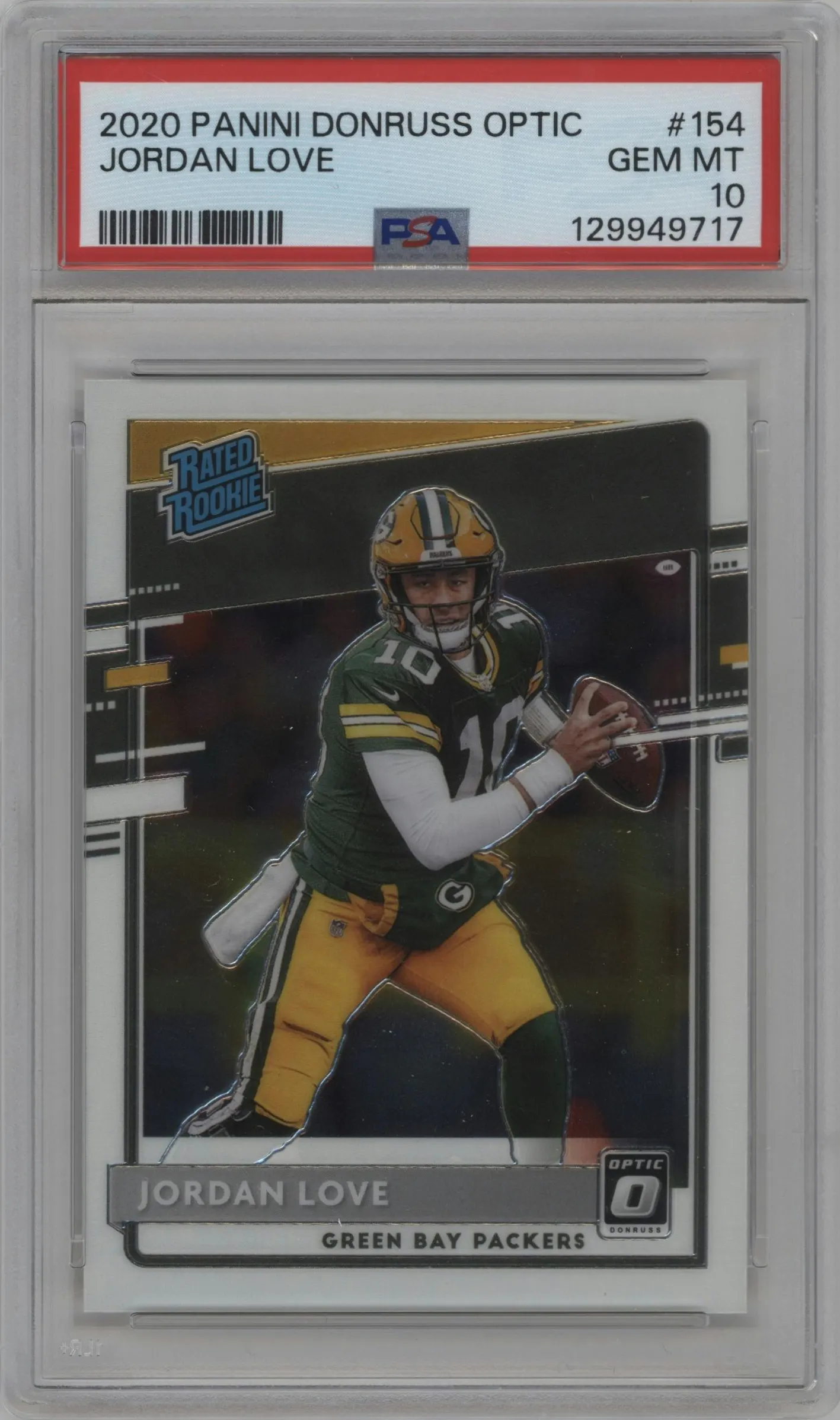 2020 Panini Donruss Optic Rated Rookie Jordan Love #154 PSA 10