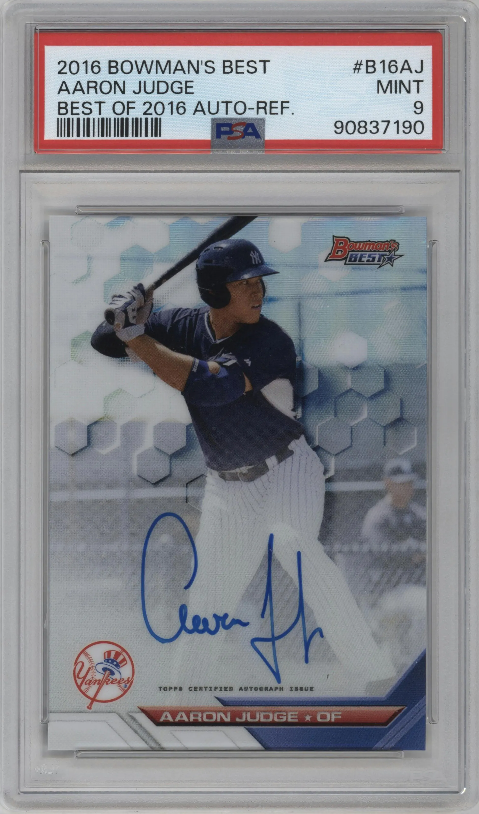 2016 Bowman’s Best Best of 2016 Auto Aaron Judge Refractor #B16-AJ PSA 9