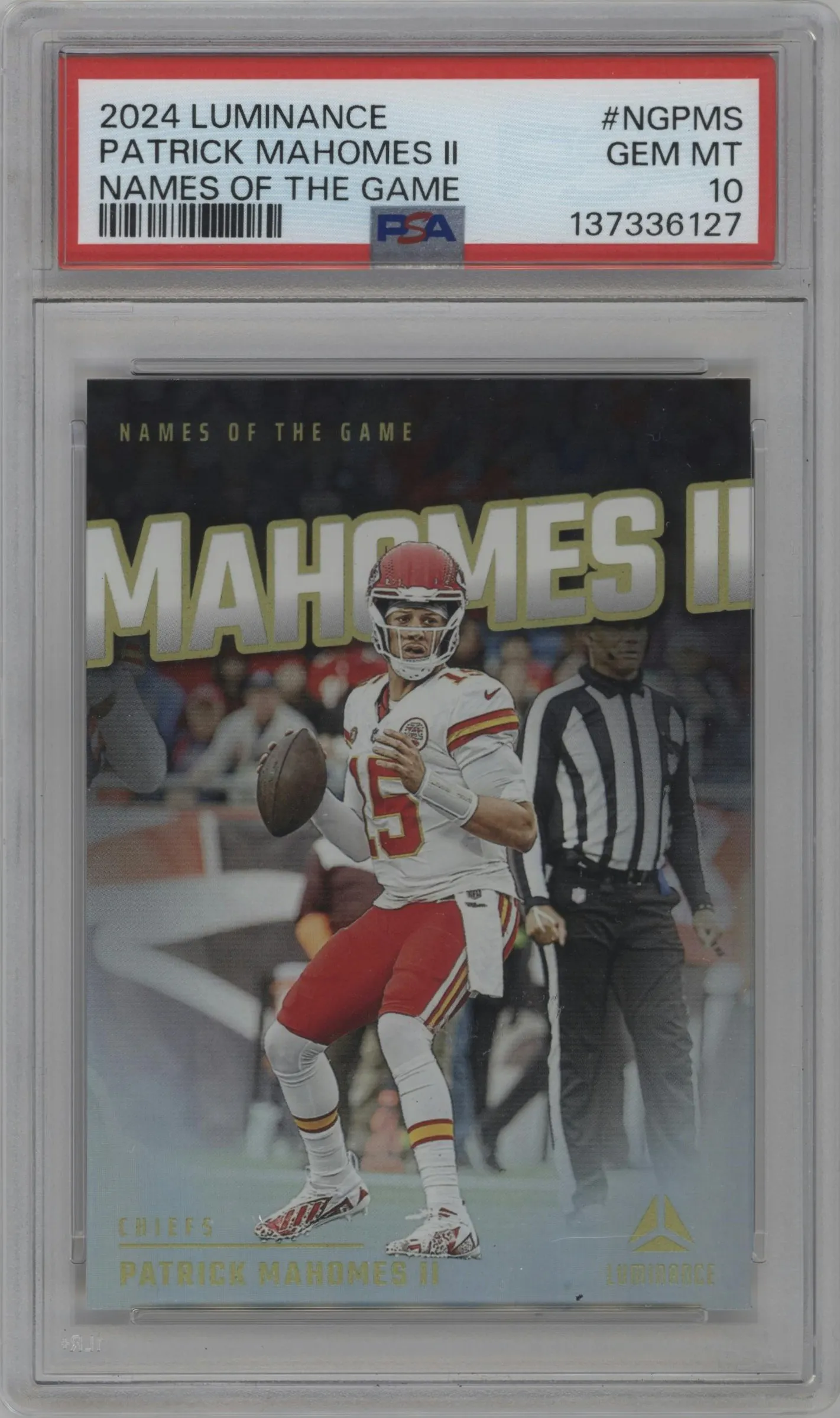 2024 Panini Luminance Names of the Game Patrick Mahomes II #NG-PMS PSA 10