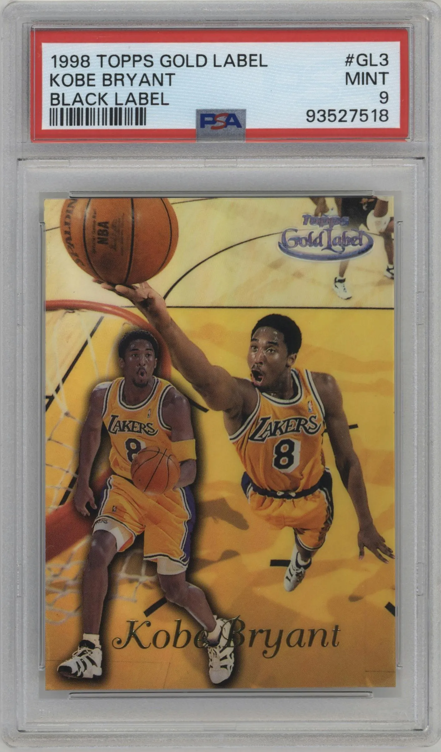 1998 Topps Gold Label Kobe Bryant Black Label #GL3 PSA 9