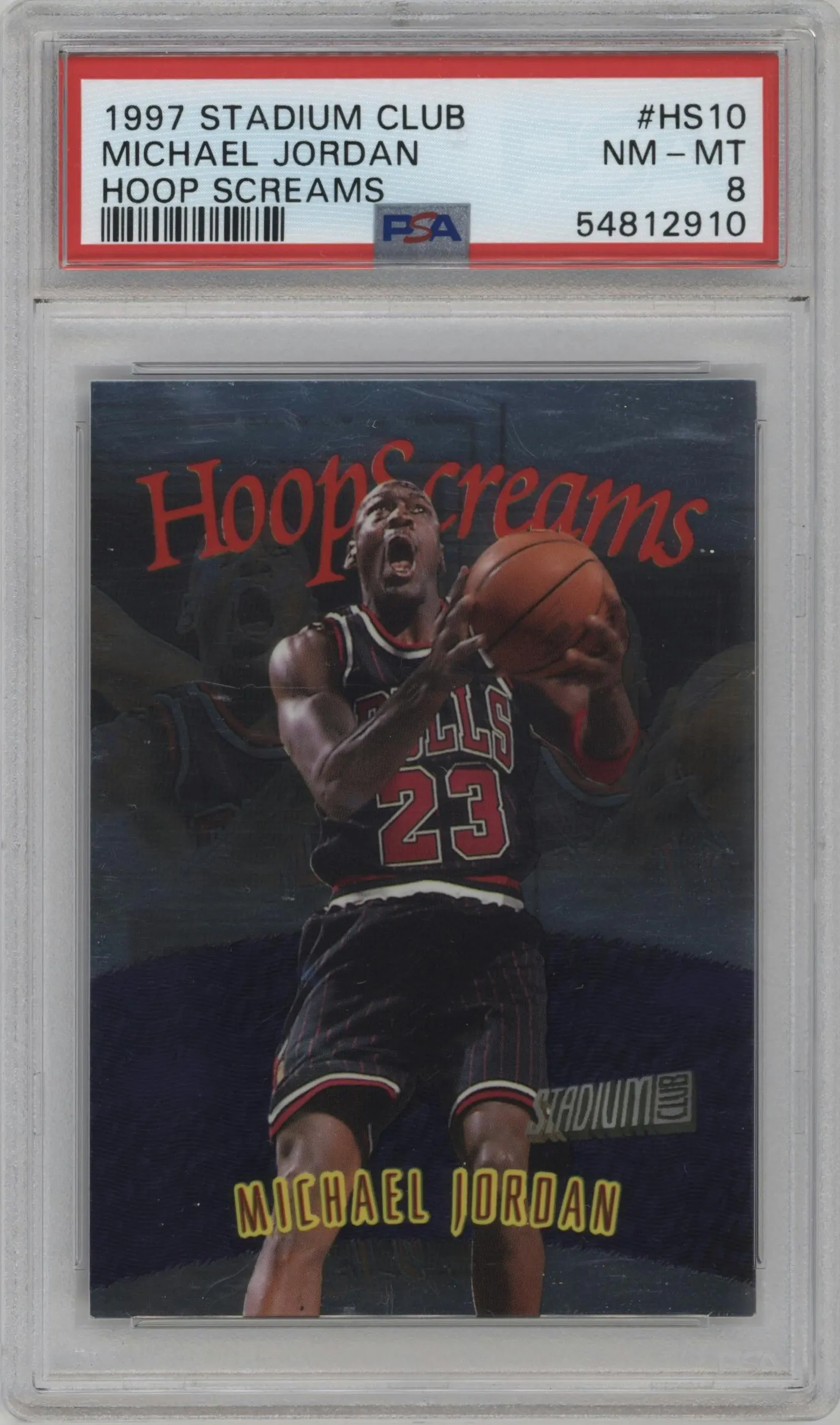 1997 Topps Stadium Club Hoop Screams Michael Jordan #HS10 PSA 8