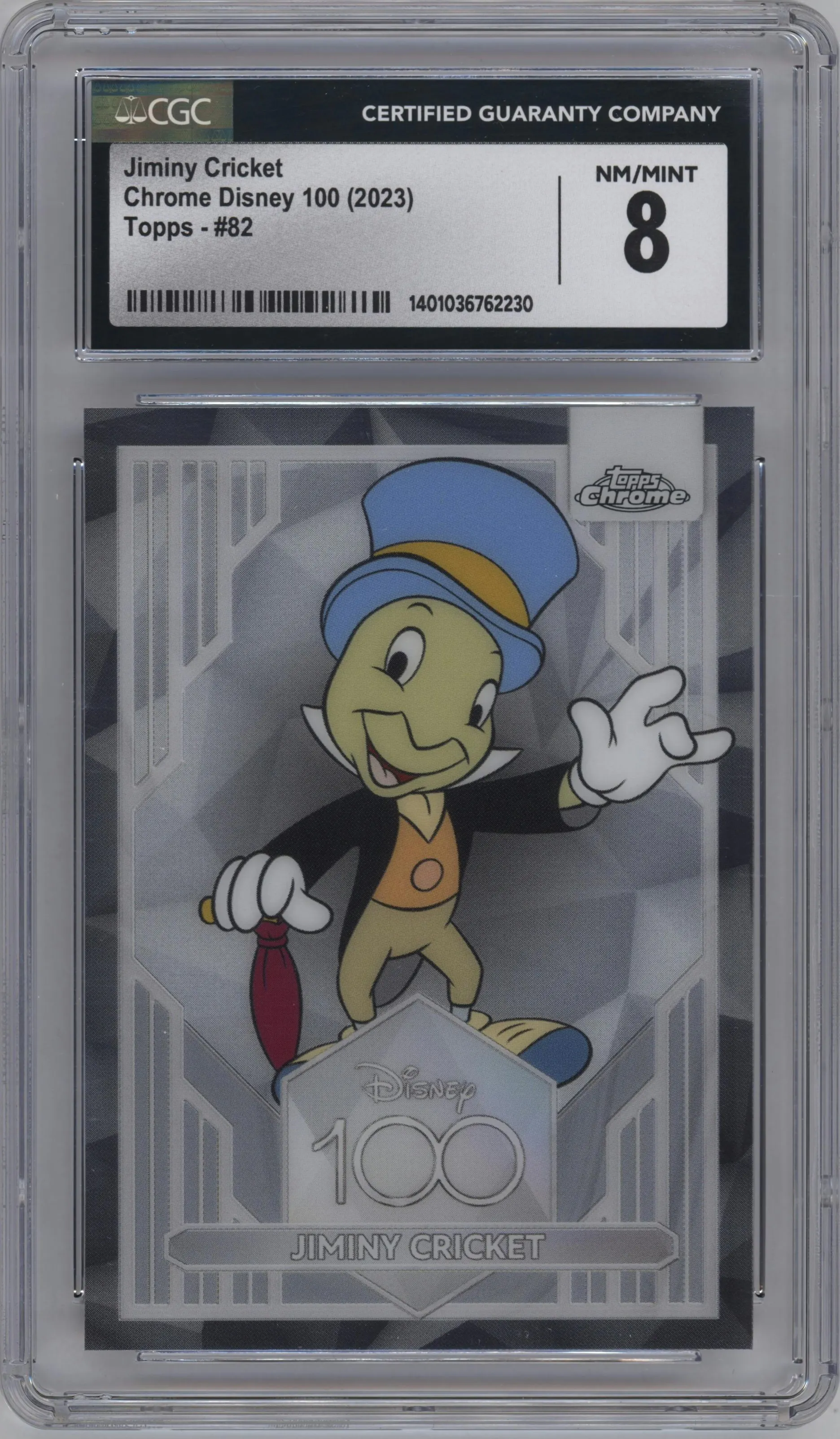 2023 Topps Chrome Disney 100 Jiminy Cricket #82 CGC 8