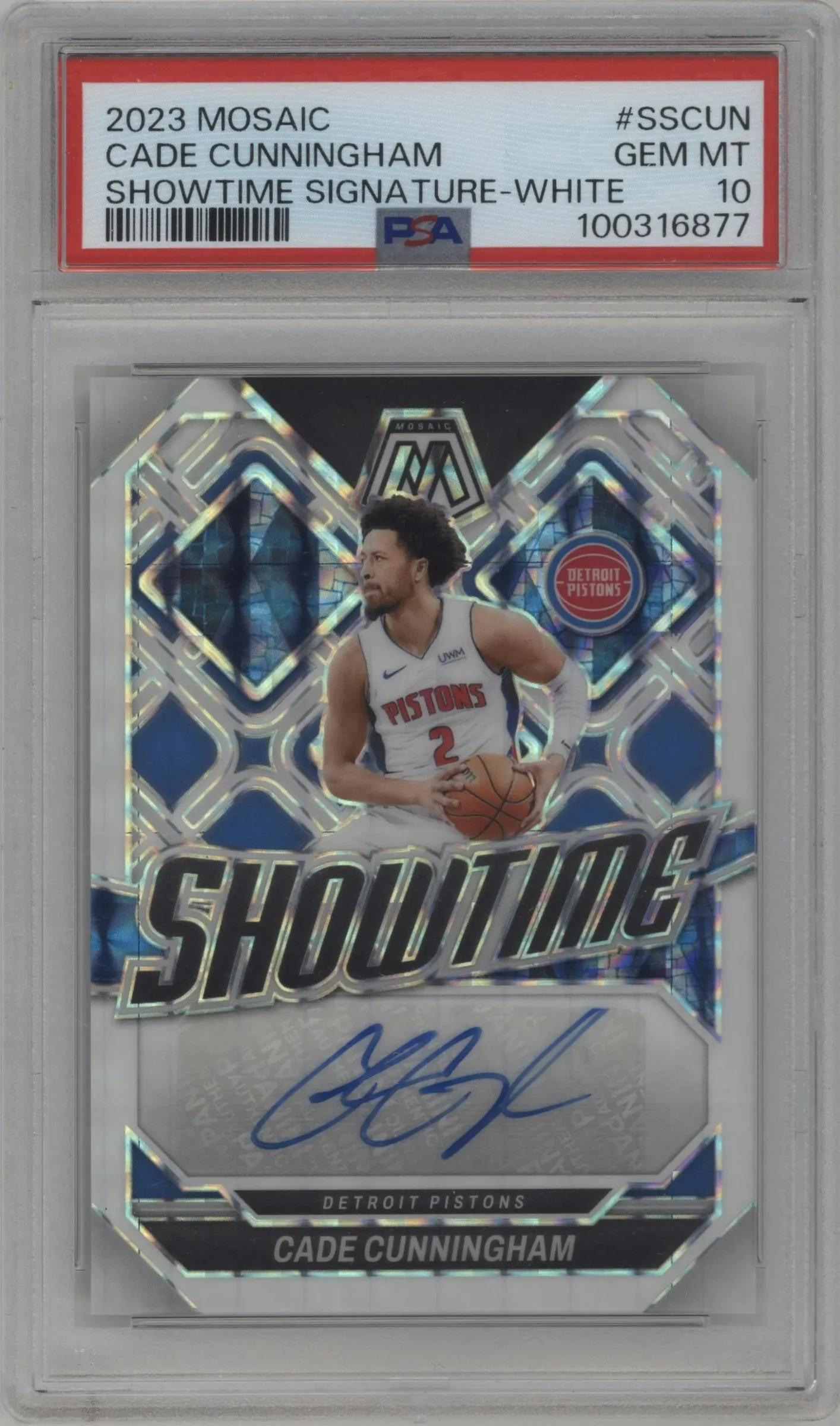 2023 Panini Mosaic Showtime Sig. Cade Cunningham White Mosaic PSA 10