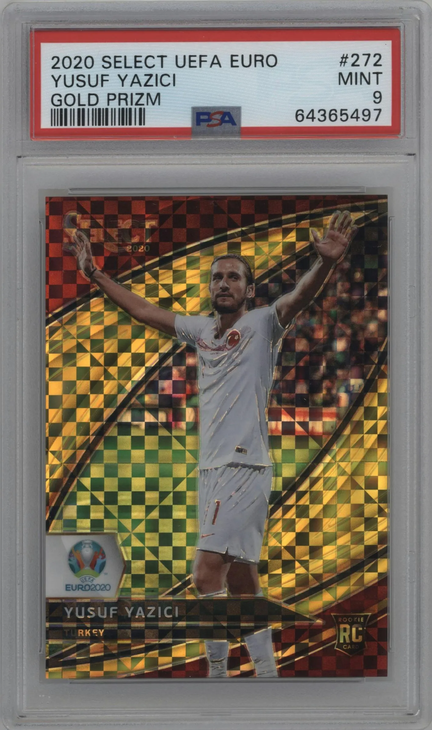2020 Panini Select UEFA Euro Field Lvl. Yusuf Yazici Prizm Gold #272 PSA 9