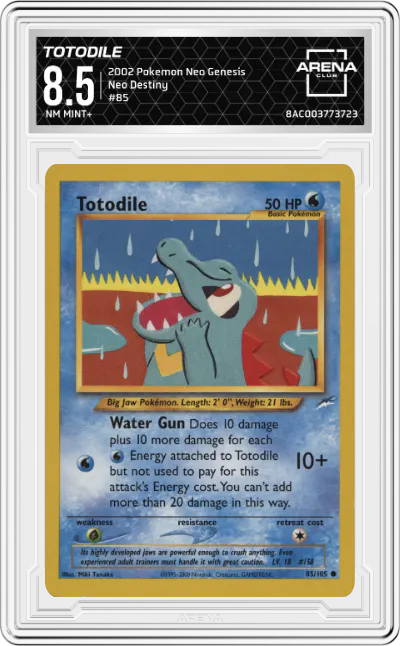 2002 Pokemon Neo Genesis Neo Destiny Totodile #85 ARENA CLUB 8.5