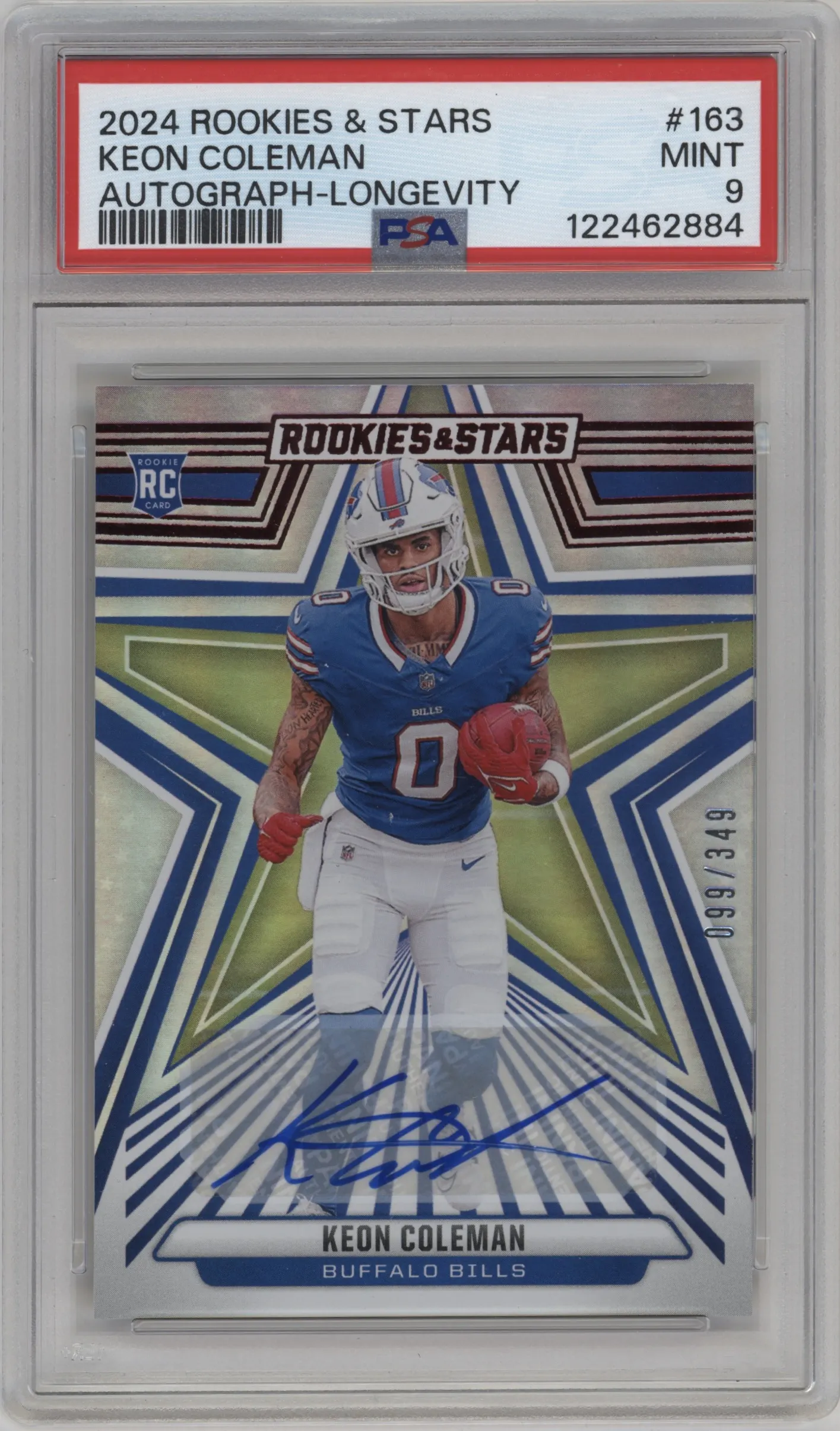 2024 Panini Rookies & Stars Rke.Sig Keon Coleman Longevity #163 PSA 9