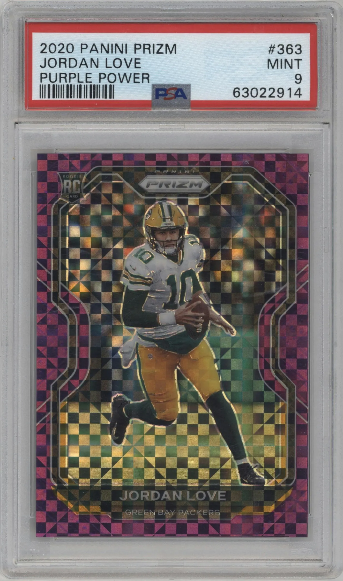 2020 Panini Prizm Jordan Love Purple Power #363 PSA 9