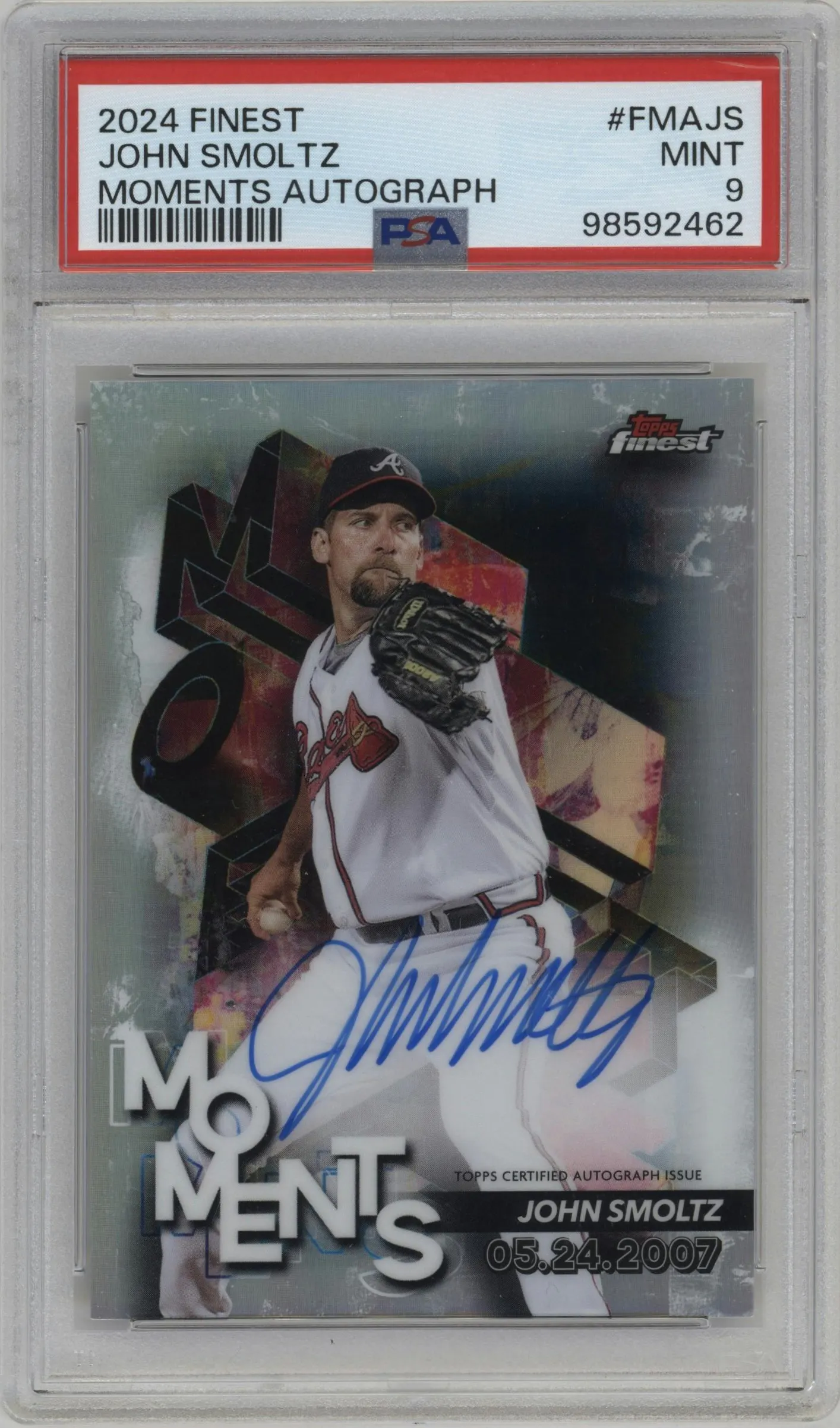2024 Topps Finest Moments Auto John Smoltz #FMA-JS PSA 9
