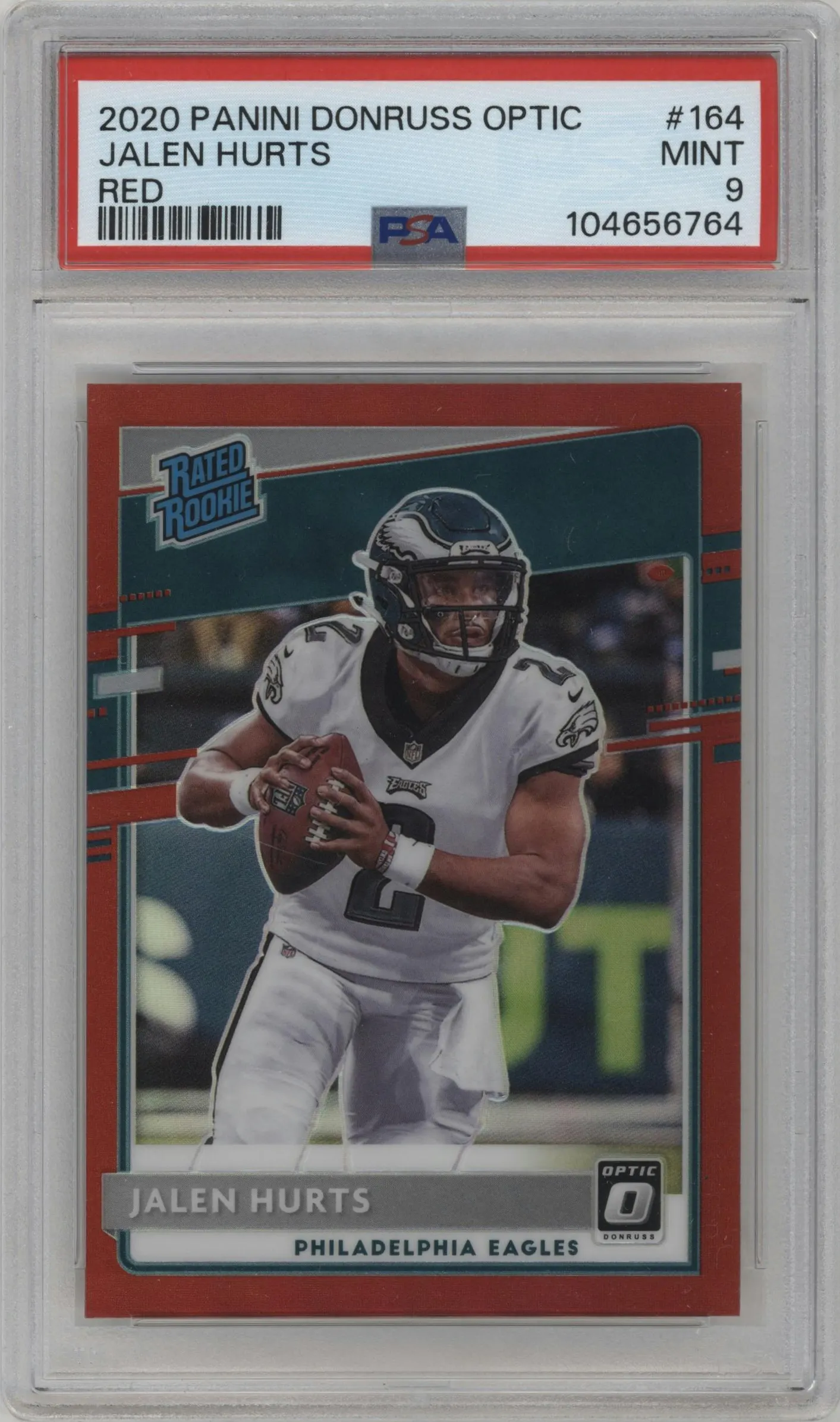 2020 Panini Donruss Optic Rated Rookie Jalen Hurts Red #164 PSA 9