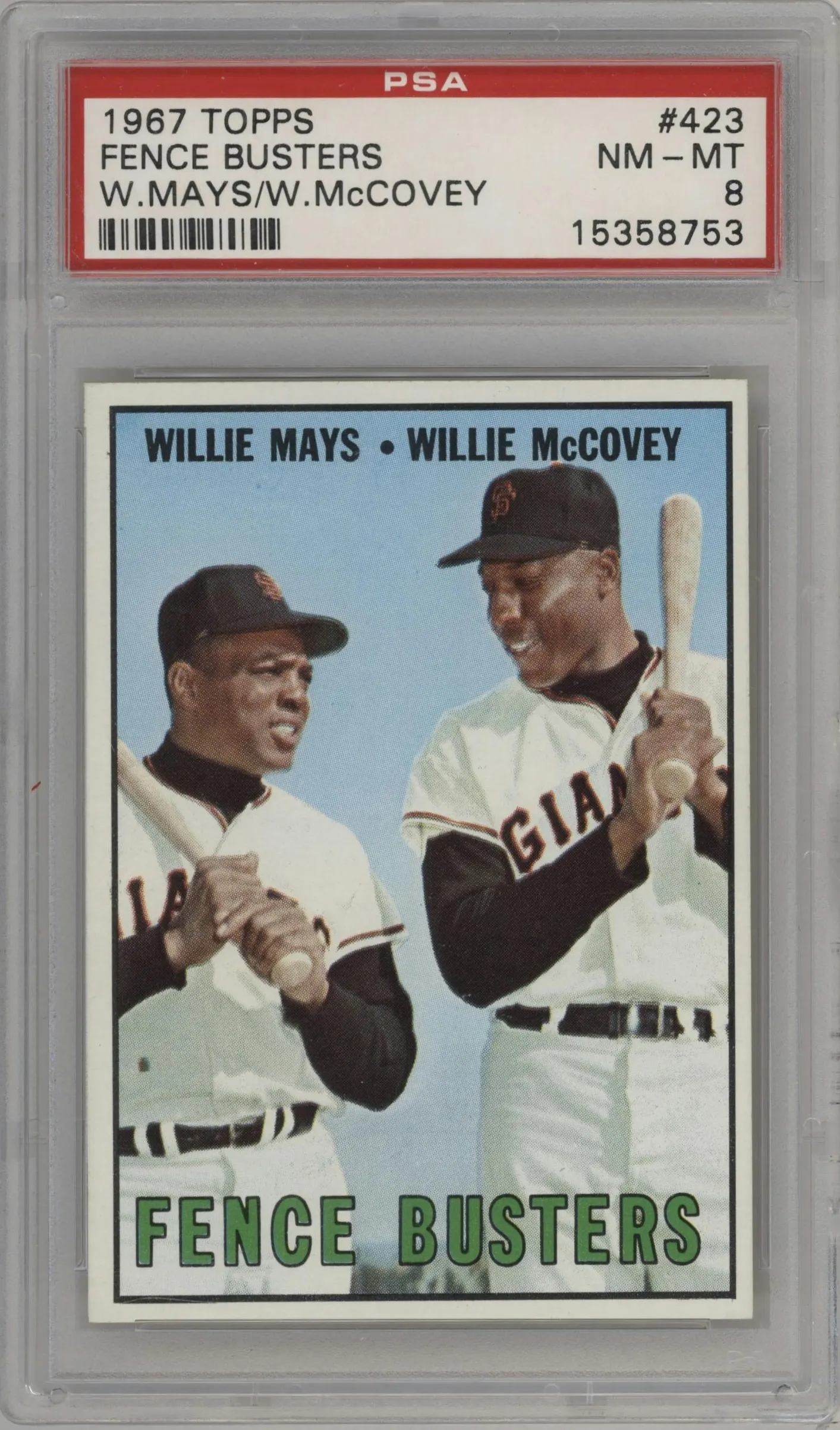 1967 Topps Willie Mays/Willie McCovey #423 PSA 8