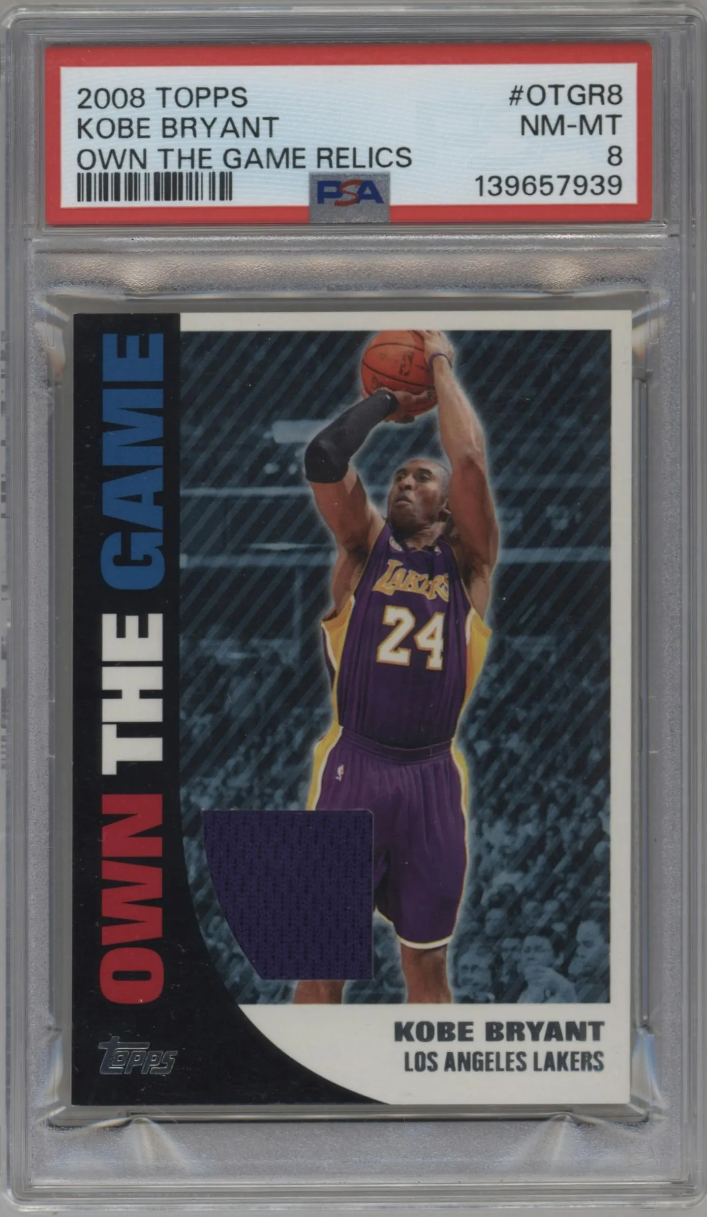 2008 Topps Own the Game Relic Kobe Bryant #OTGR8 PSA 8
