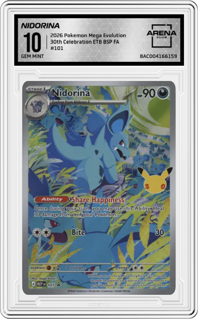 2026 Pokemon Mega Evolution Nidorina 30th Celebration Elite Trainer Box #101 ARENA CLUB 10