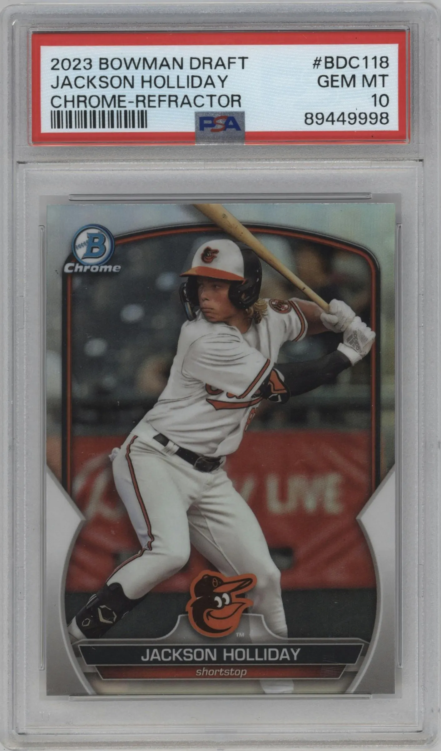 2023 Bowman Draft Chrome Jackson Holliday Refractor PSA 10